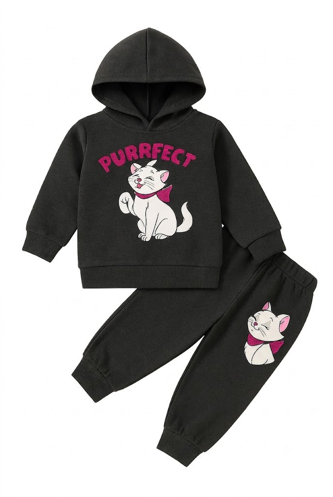 Premium Quality "PURRFECT" Glitter Printed Fleece Suit