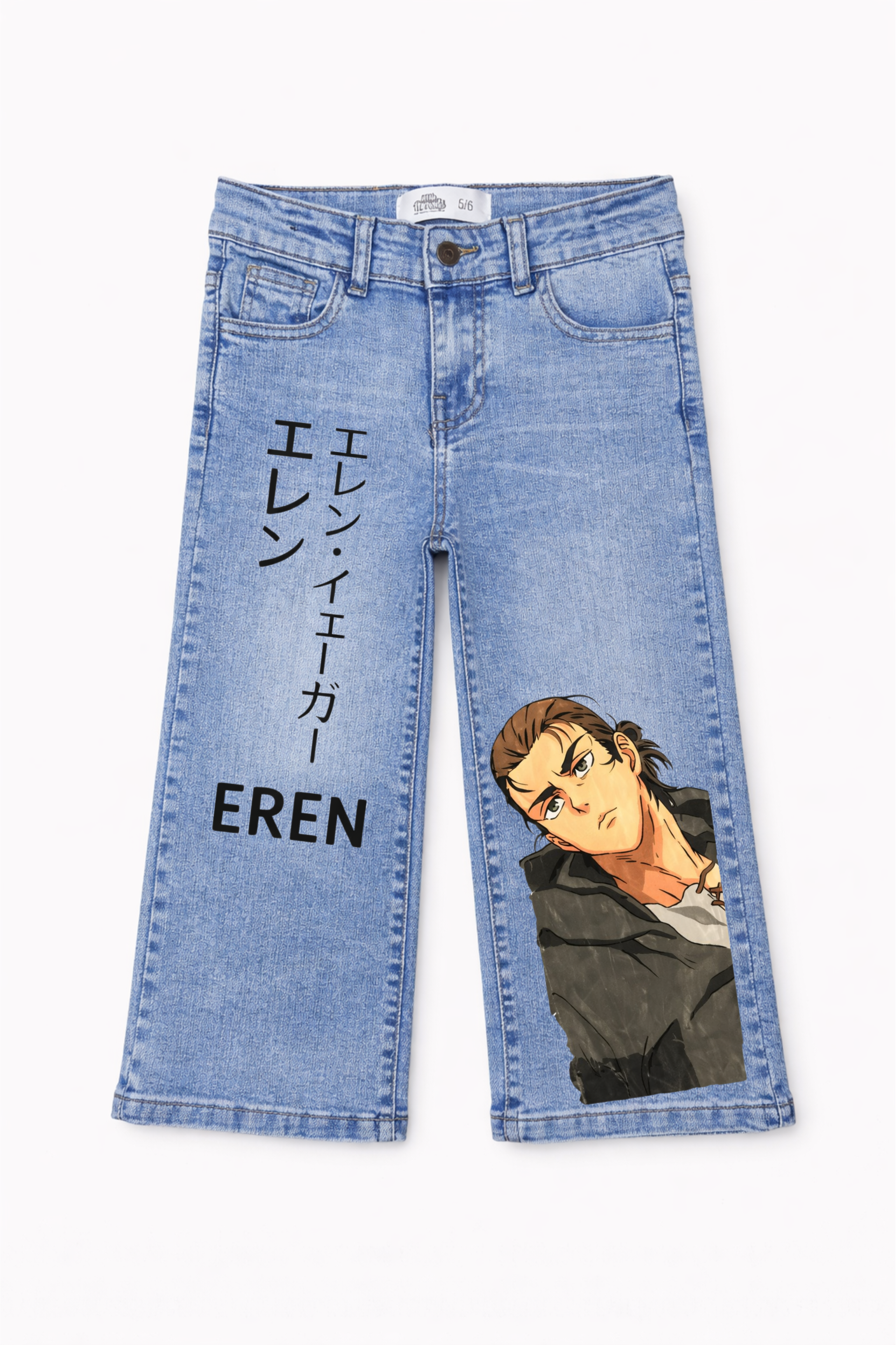 Anime Portrait Text Denim Jeans