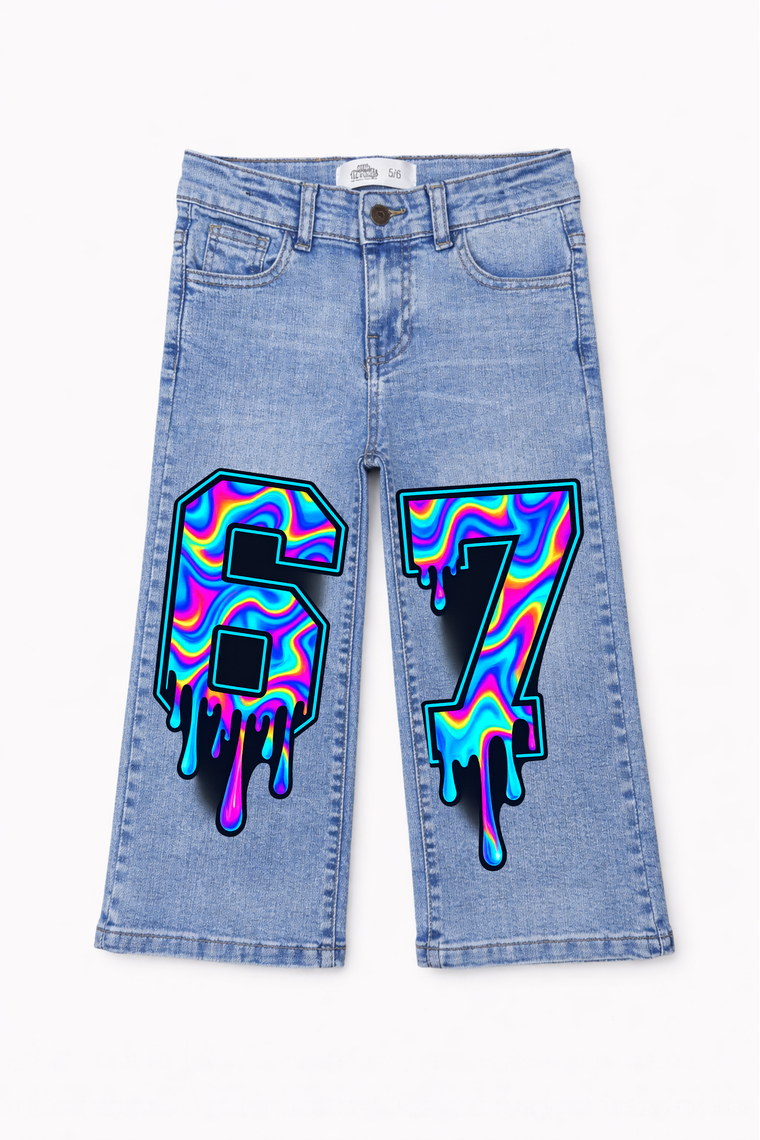 Six Seven Graphic Paint Denim Jeans