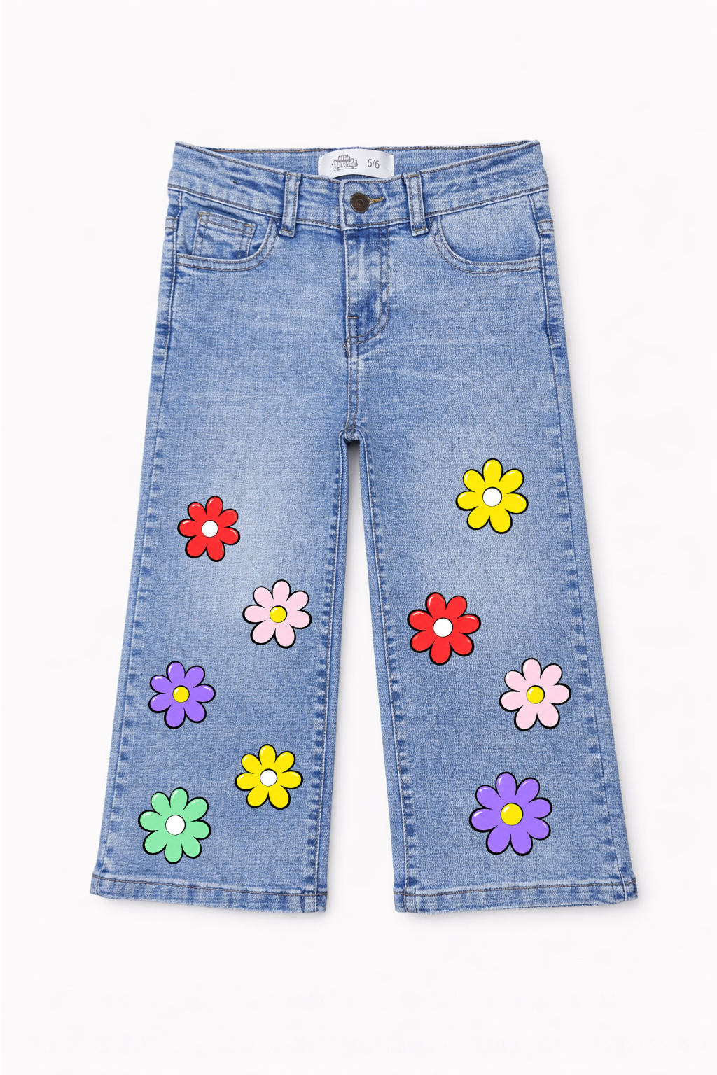 Rainbow Daisy Wide Leg Jeans