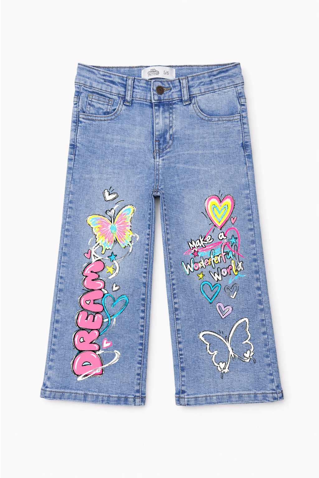 Butterfly Dreamscape Graphic Wide Leg Jeans