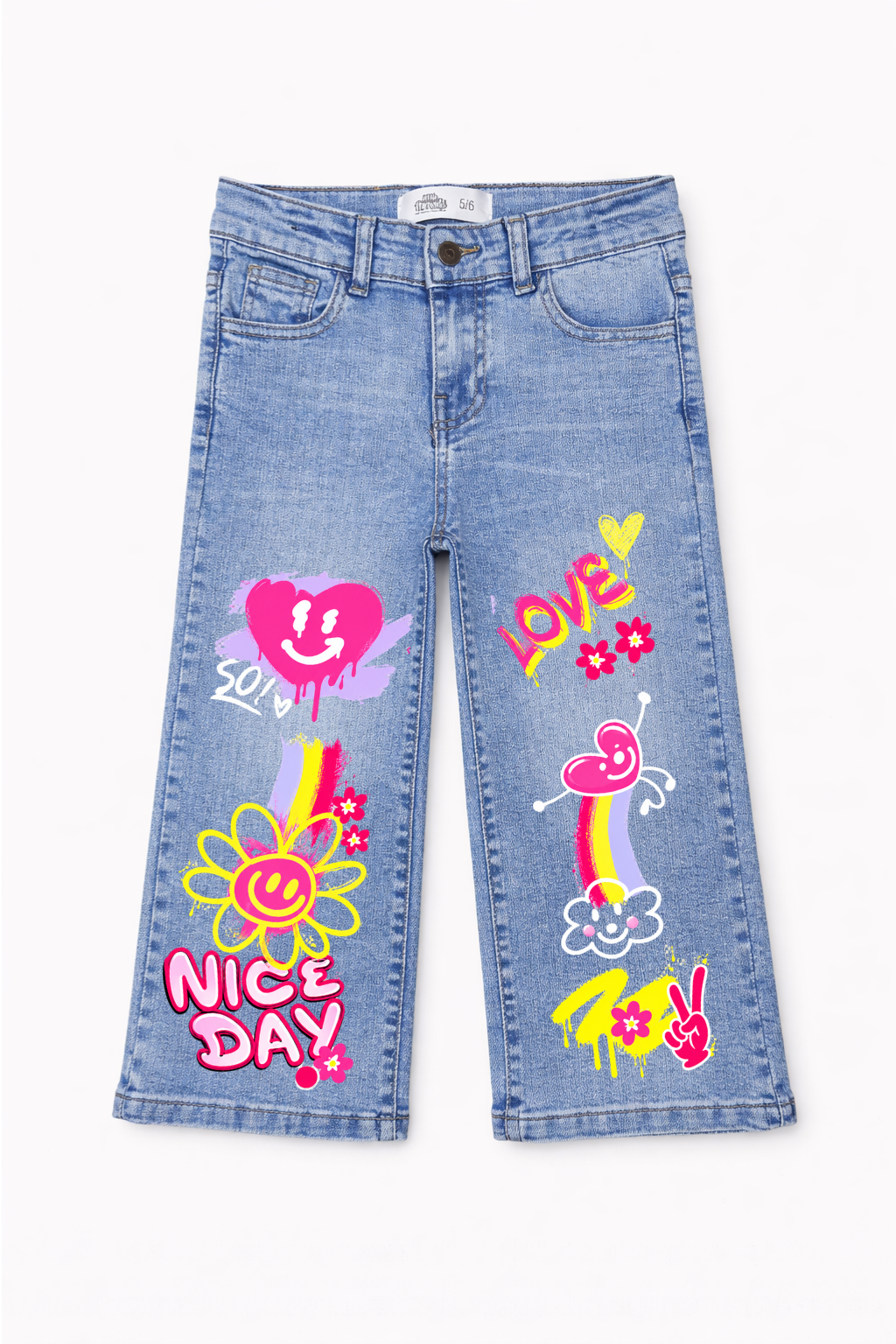 Good Vibes Graphic Wide Leg Jeans