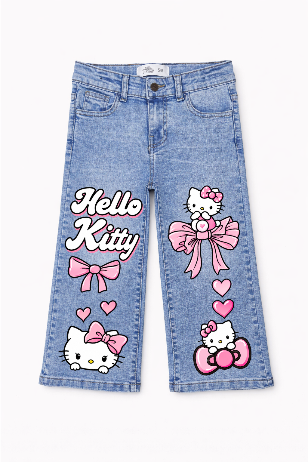 Kitty Bows Graphic Wide Leg Jeans