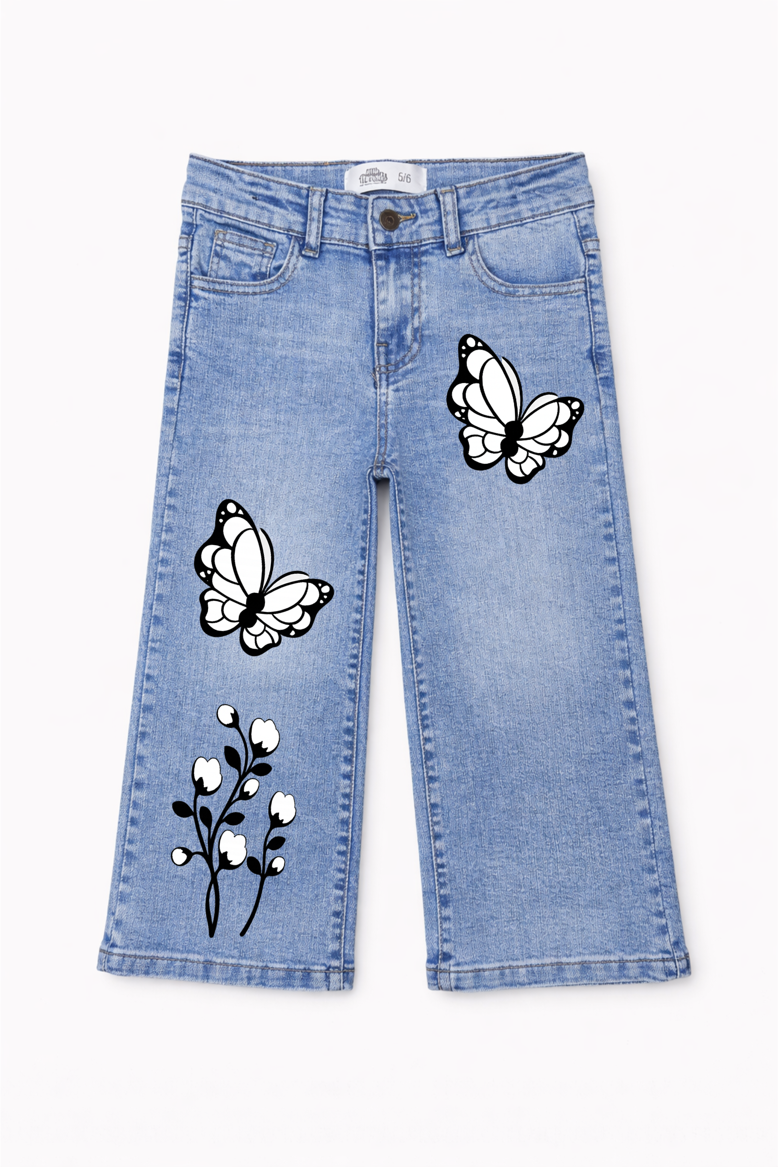 Butterfly Bloom Graphic Denim Jeans