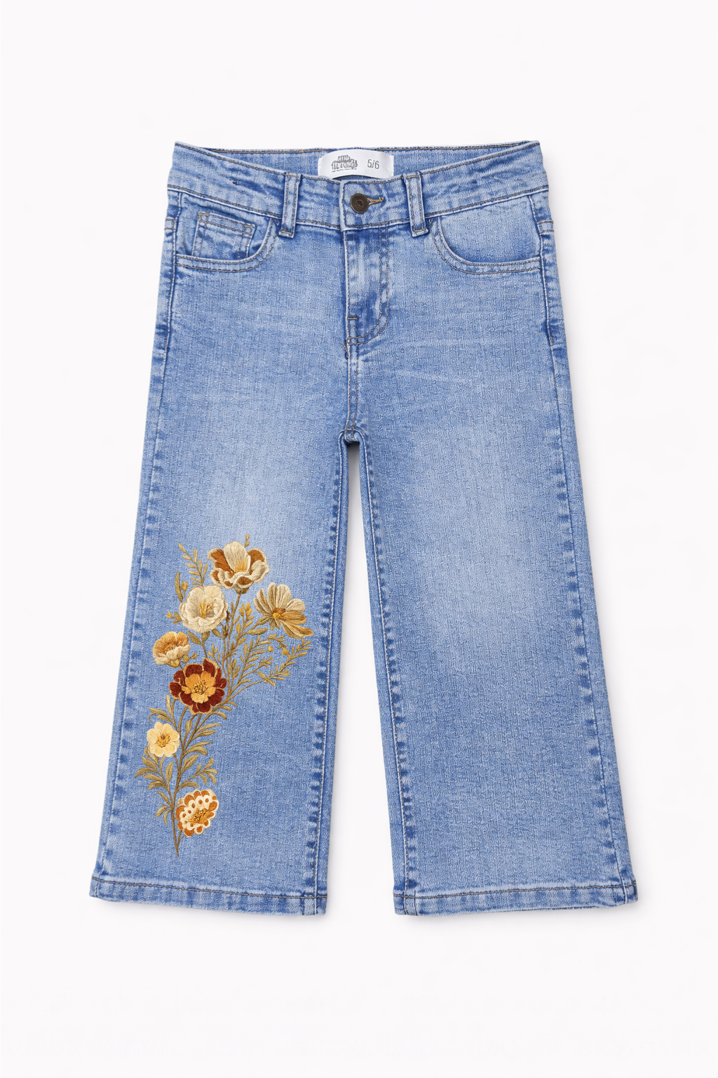 Golden Bloom Wide Leg Printed Jeans