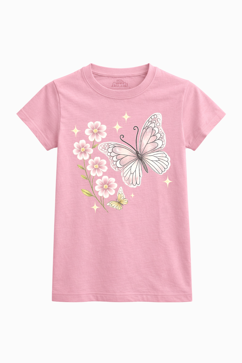 Pink Butterfly Garden Kids T-Shirt
