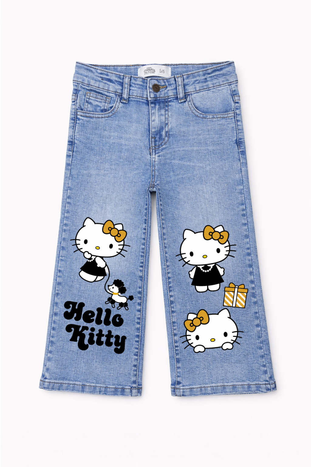 Hello Kitty Golden Bow Wide Leg Jeans