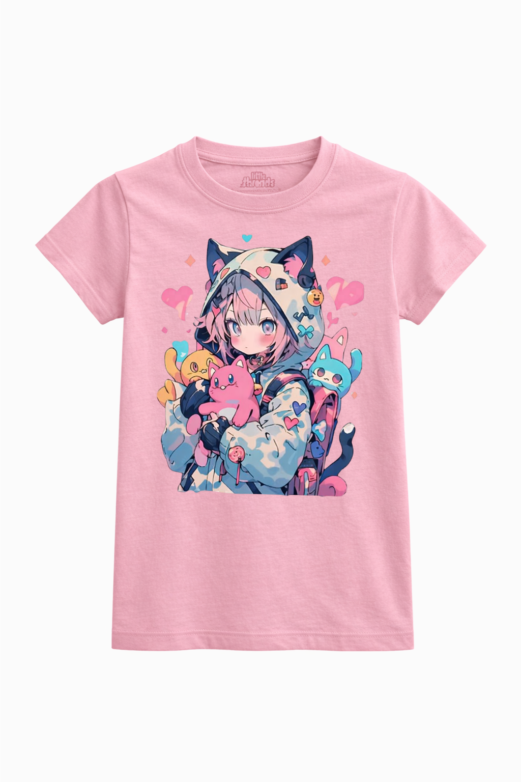 Cute Anime Cat Girl Kids T-Shirt
