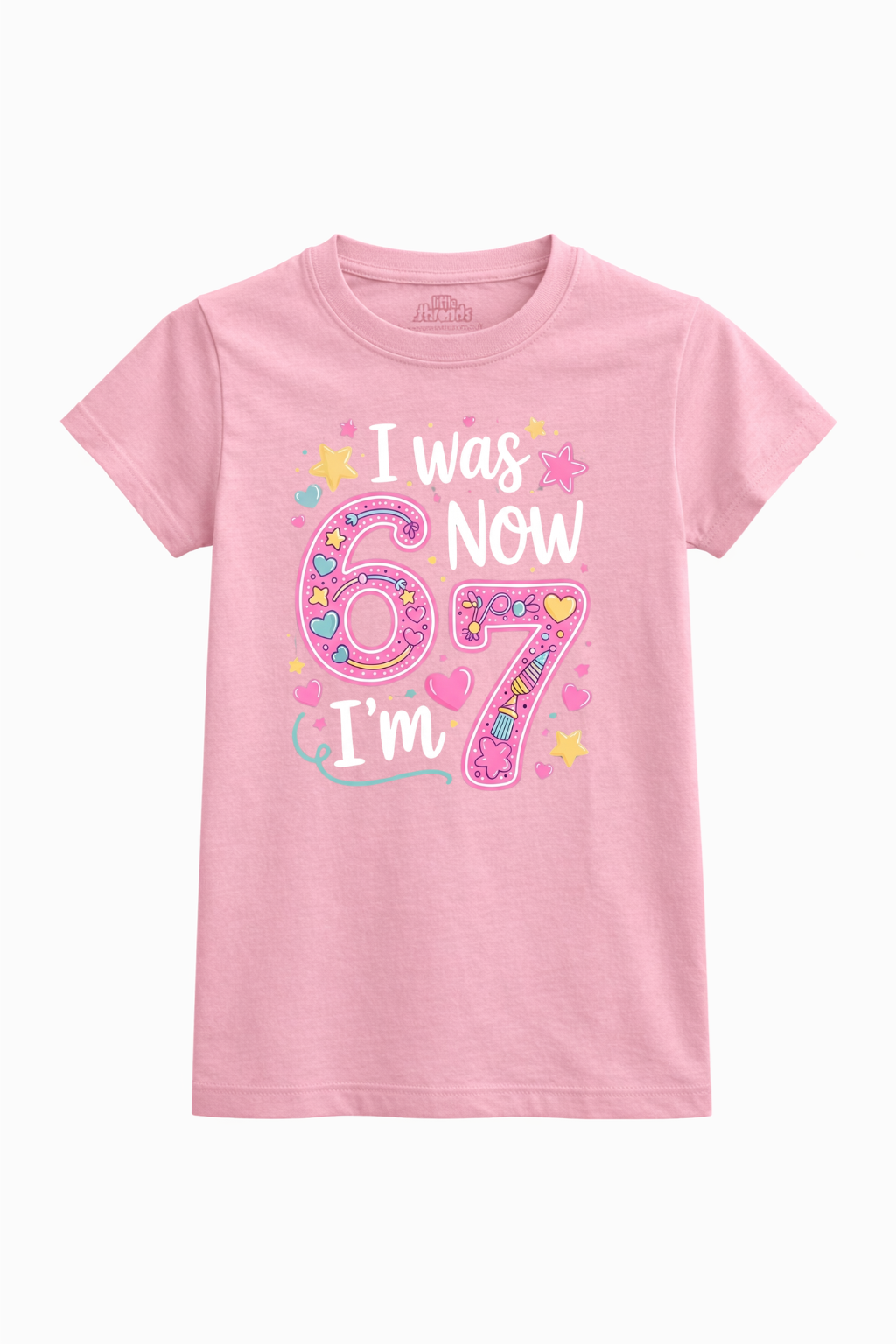 Pink t-shirt with birthday message on a white background