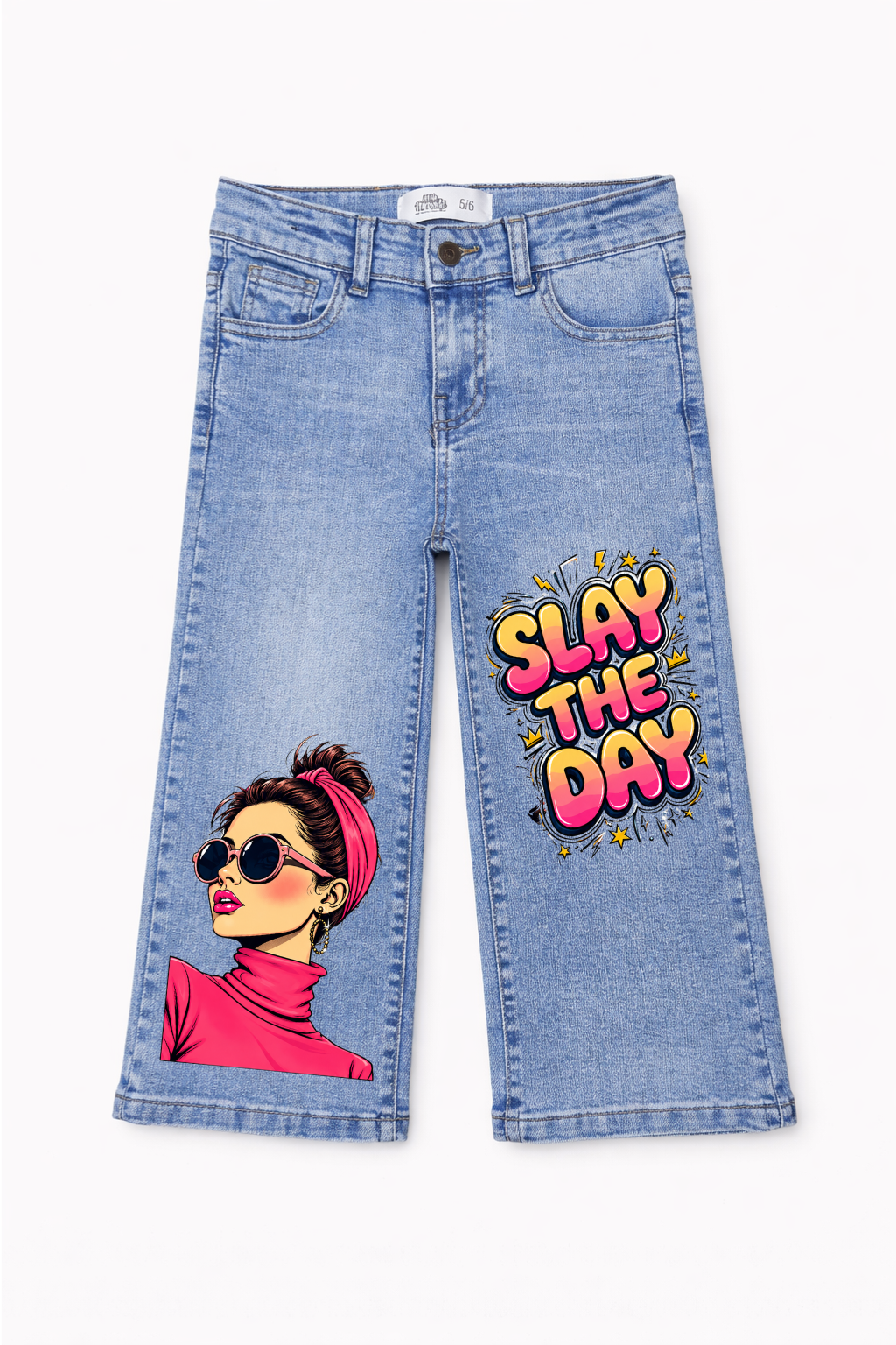 Slay Queen Graphic Wide Leg Jeans