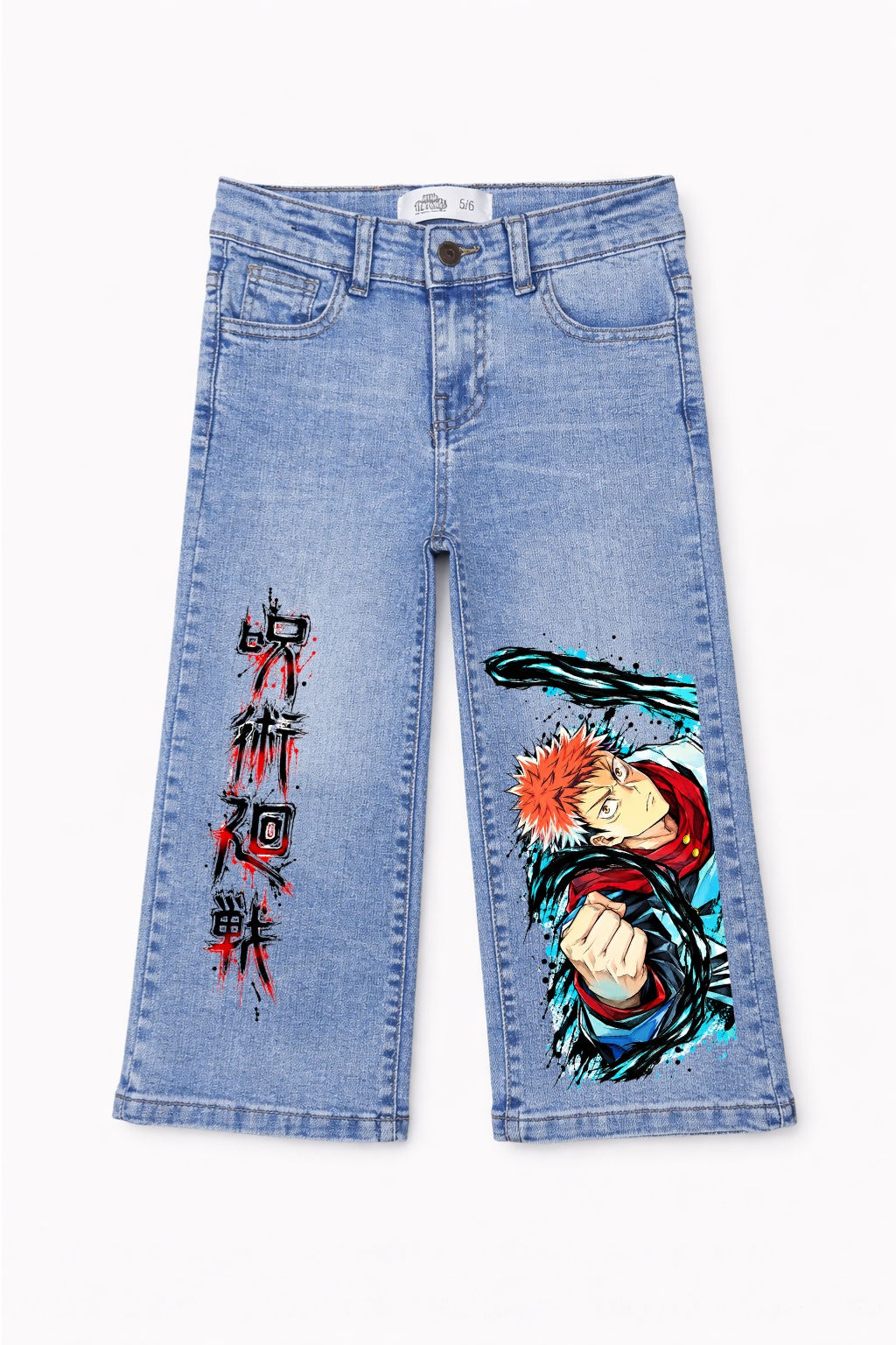 Yuji Itadori Black Flash Graphic Jeans
