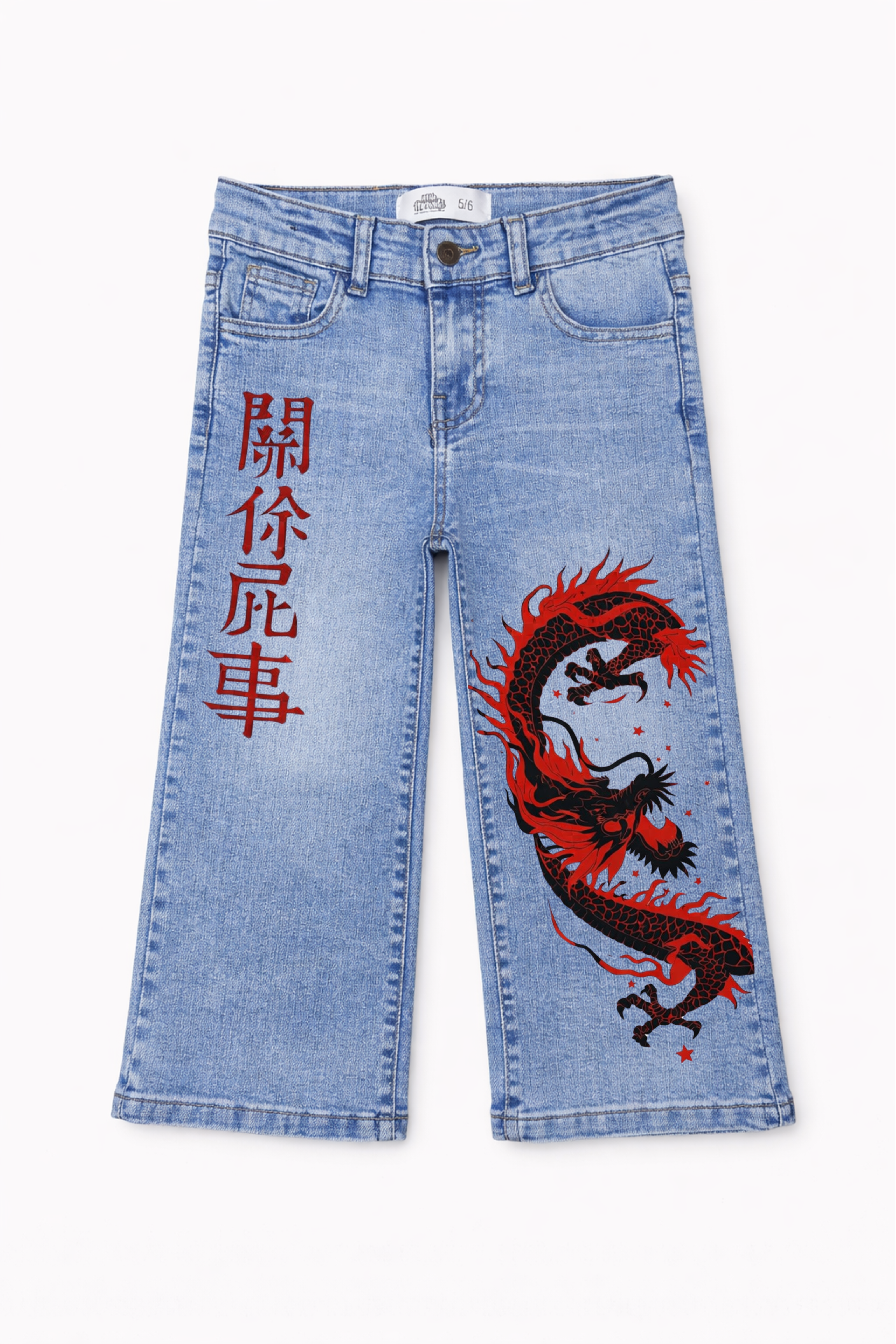 Dragon Flame Graphic Denim Jeans