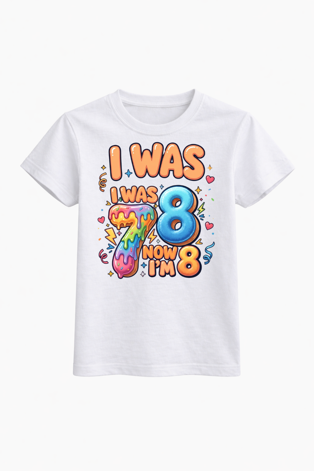 I Was 7 Now I’m 8 Birthday Tee