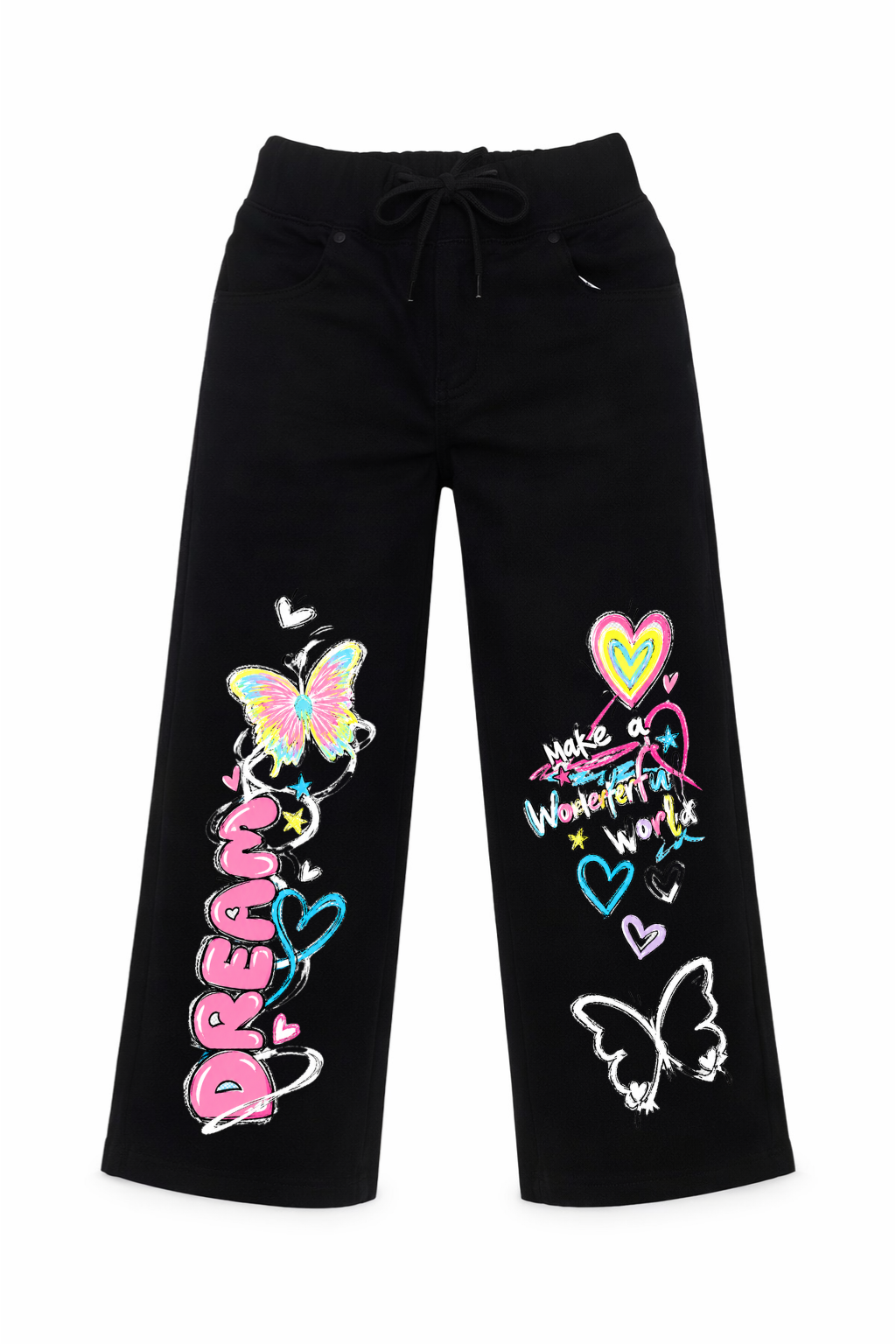 Butterfly Dreamscape Graphic Wide Leg Jeans
