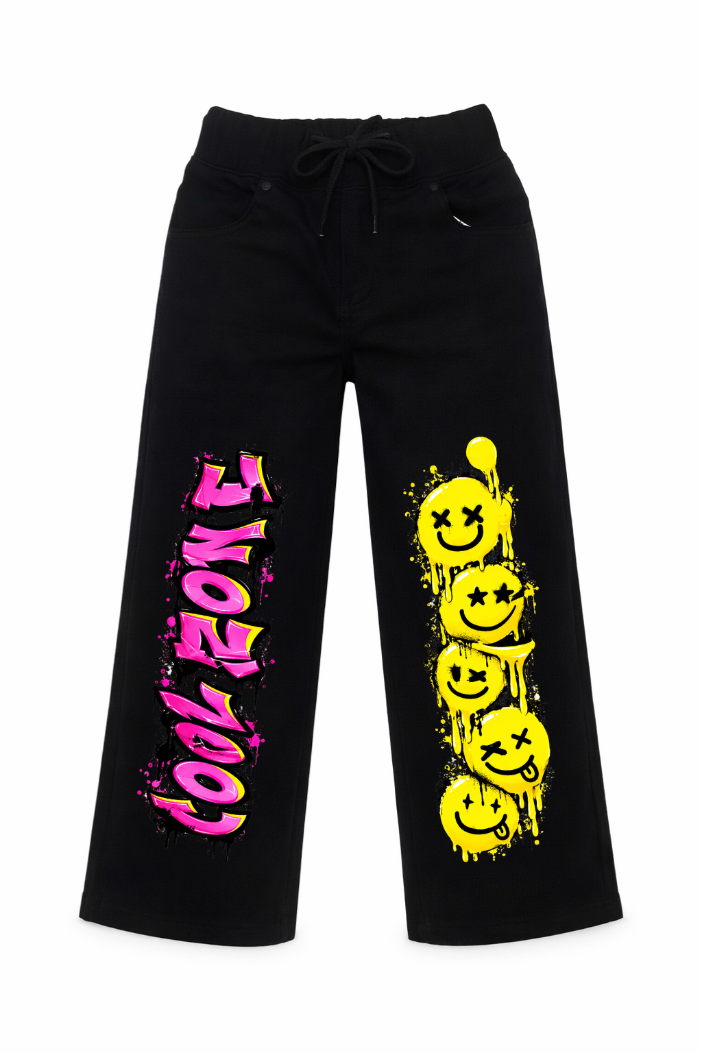 Graffiti Good Vibes Smiley Graphic Jeans