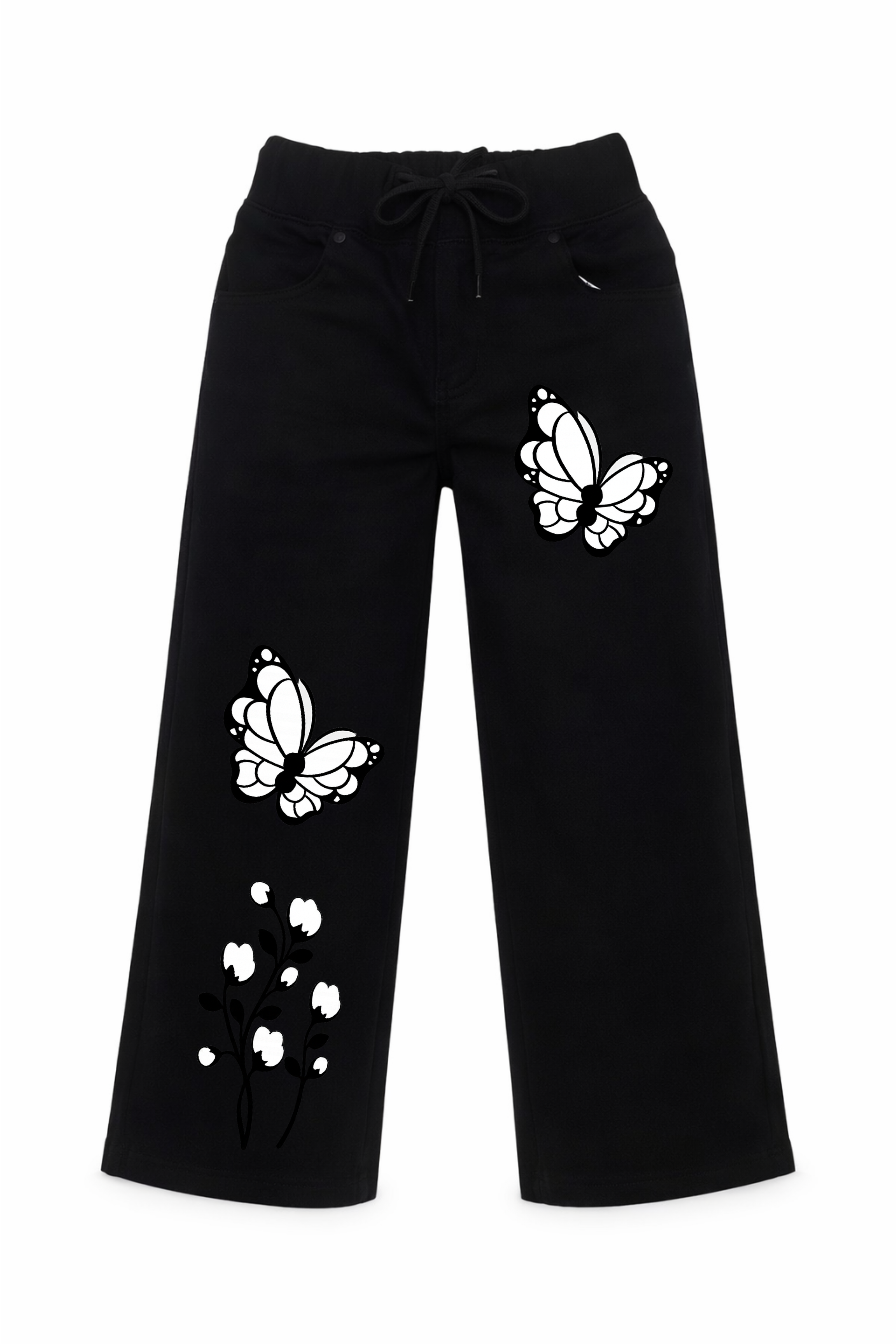 Butterfly Bloom Graphic Denim Jeans
