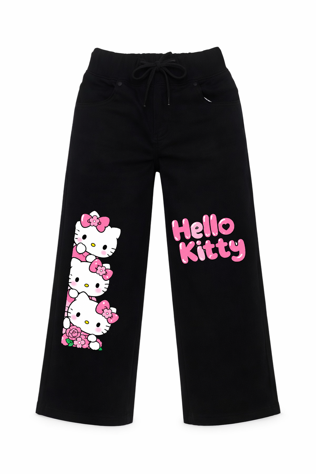 Hello Kitty Floral Peek Wide Leg Jeans