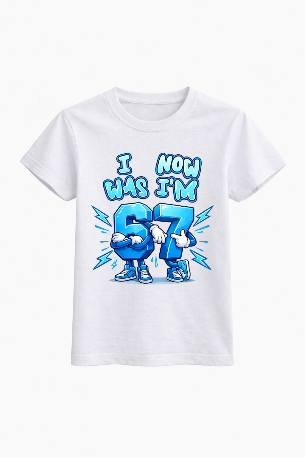 I Was 6 Now 7 Graphic Blue Tee