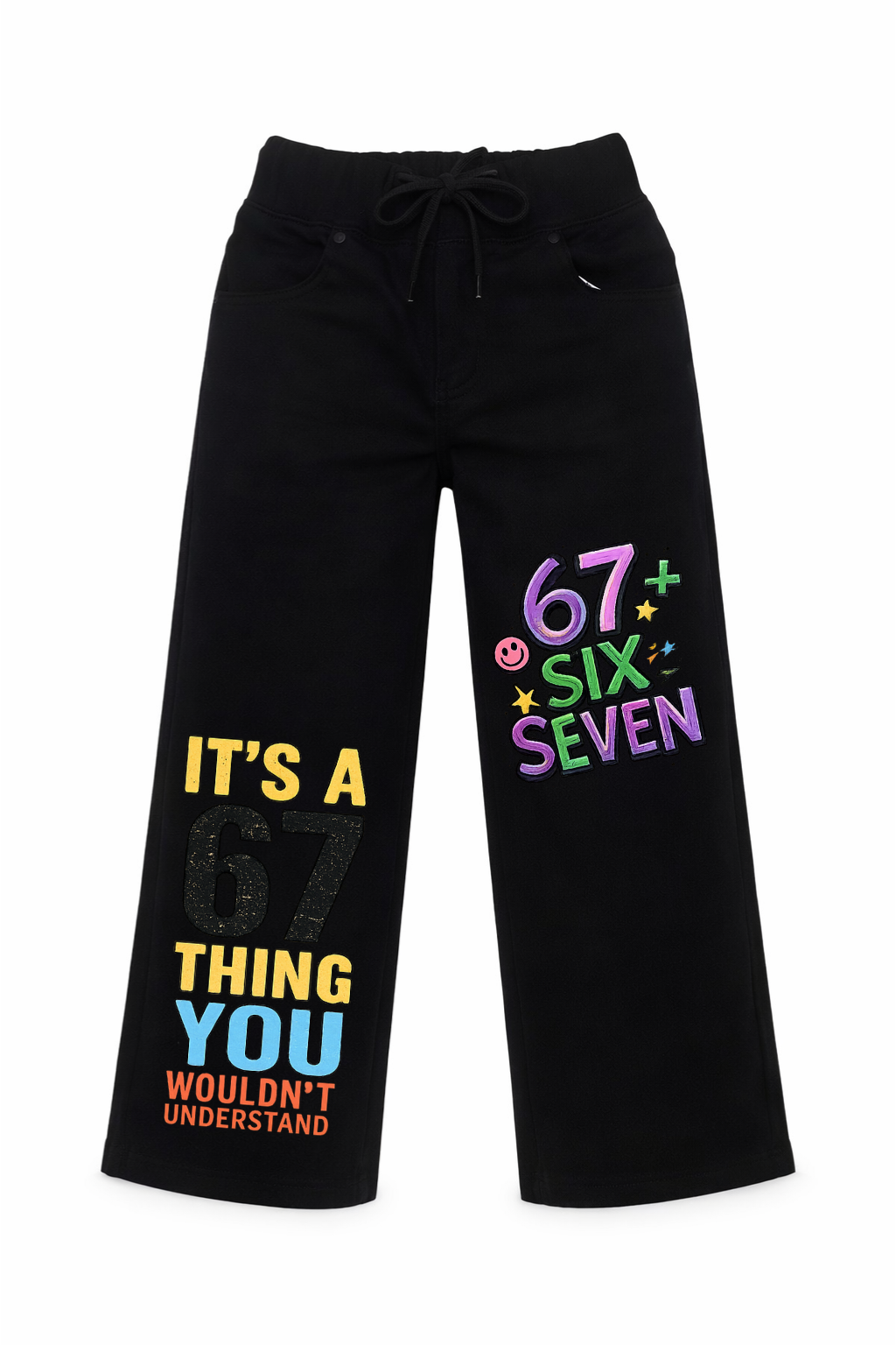 67 Vibes Wide Leg Printed Jeans for Kids