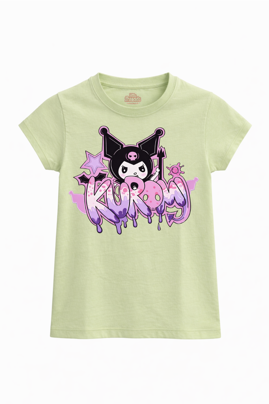 Light green t-shirt with cartoon character and 'Kuroko' text on a white background