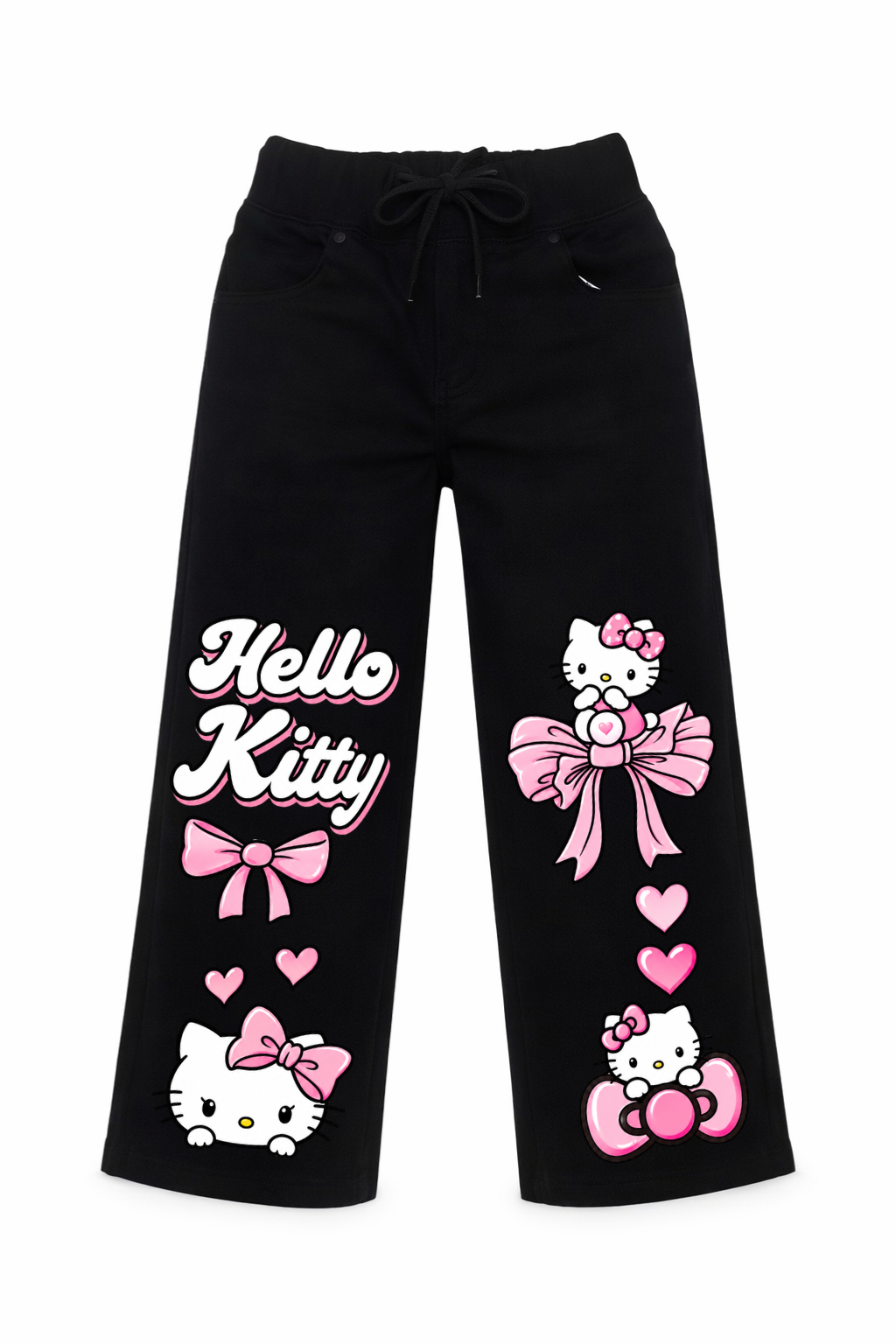 Kitty Bows Graphic Wide Leg Jeans