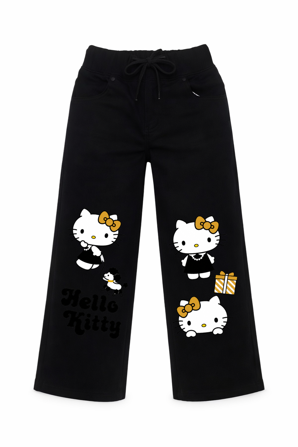 Hello Kitty Golden Bow Wide Leg Jeans