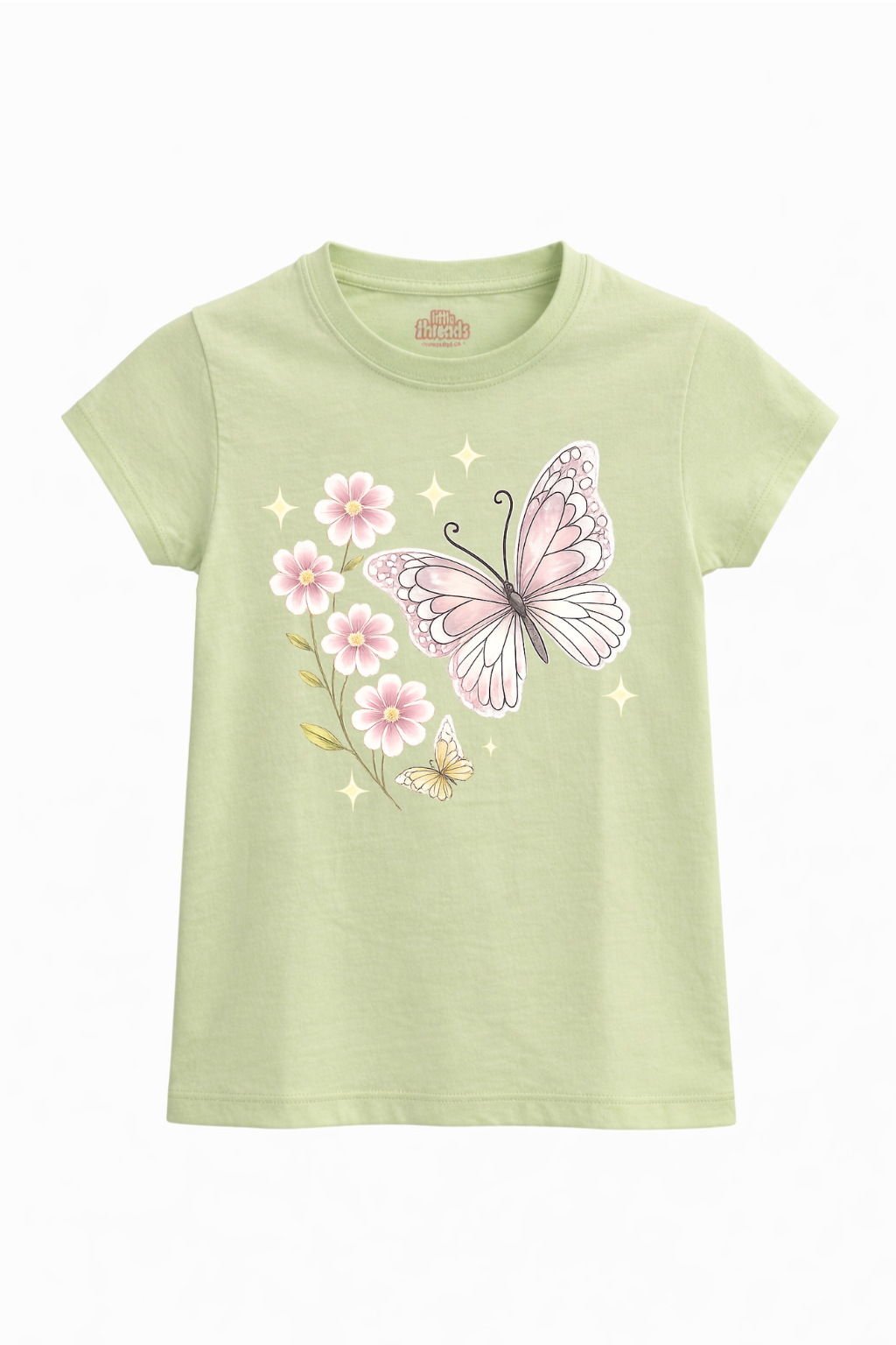 Pink Butterfly Garden Kids T-Shirt
