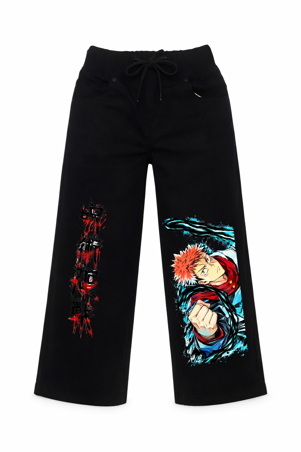 Yuji Itadori Black Flash Graphic Jeans
