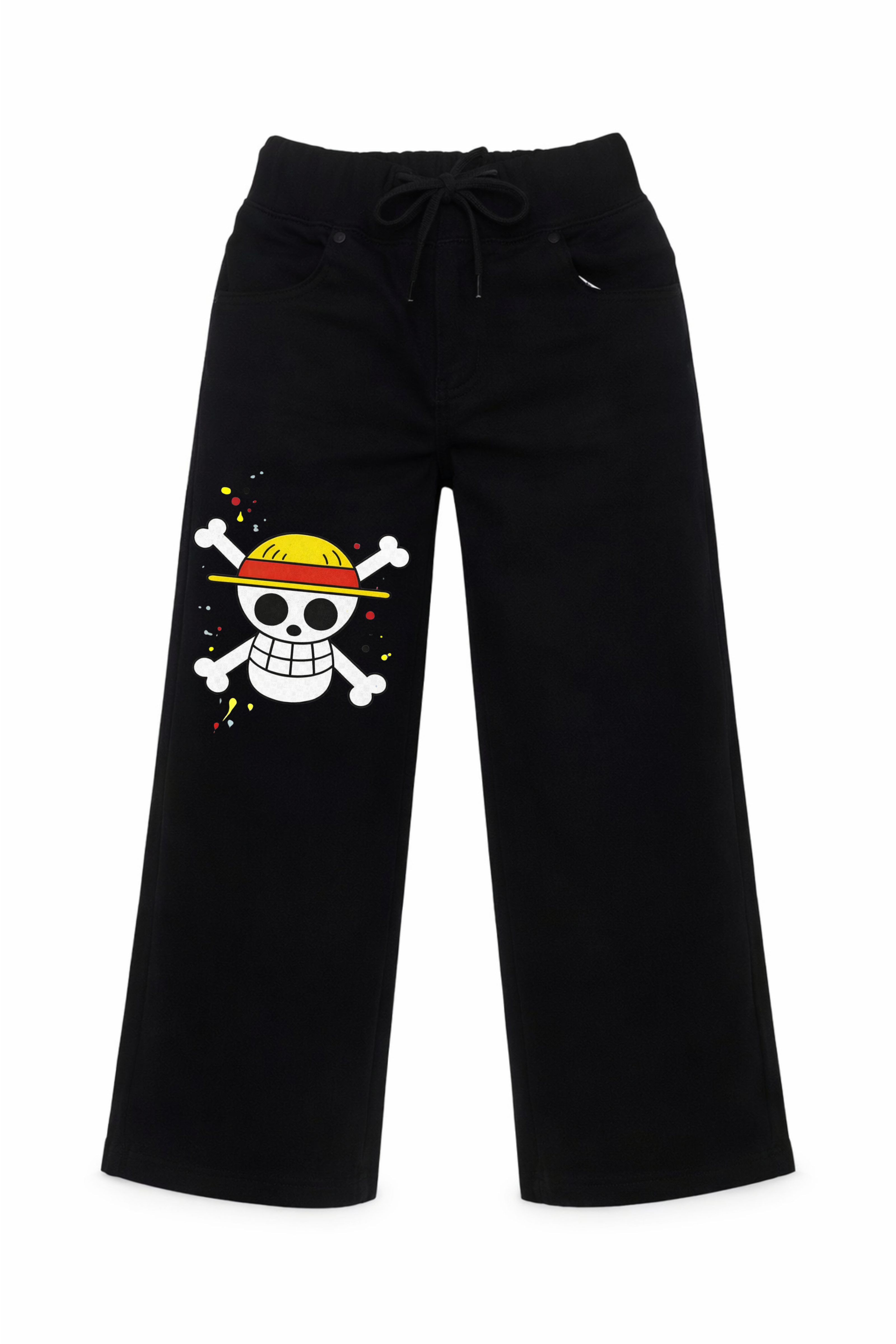 Straw Hat Skull Denim Jeans
