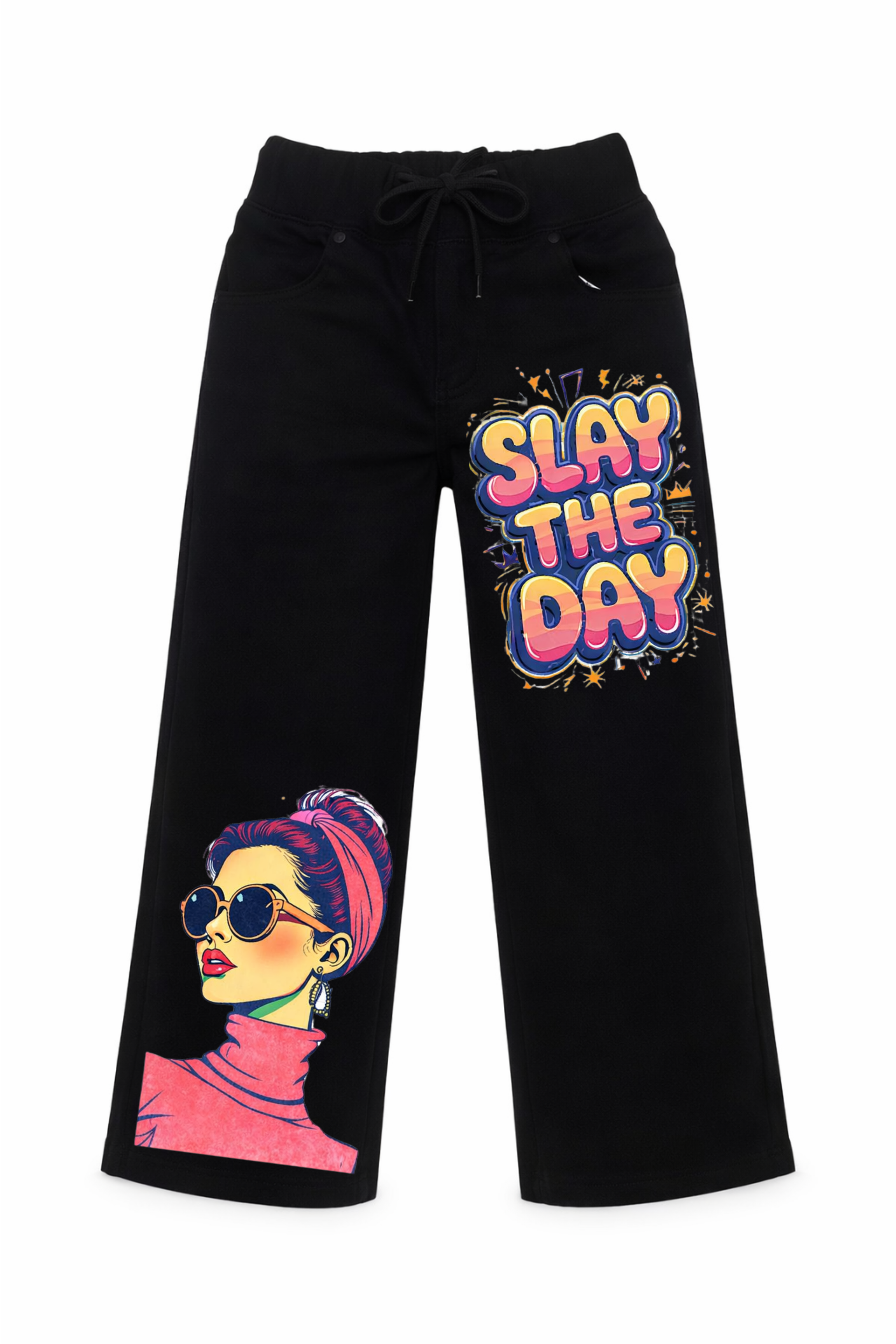 Slay The Day Graphic Denim Jeans