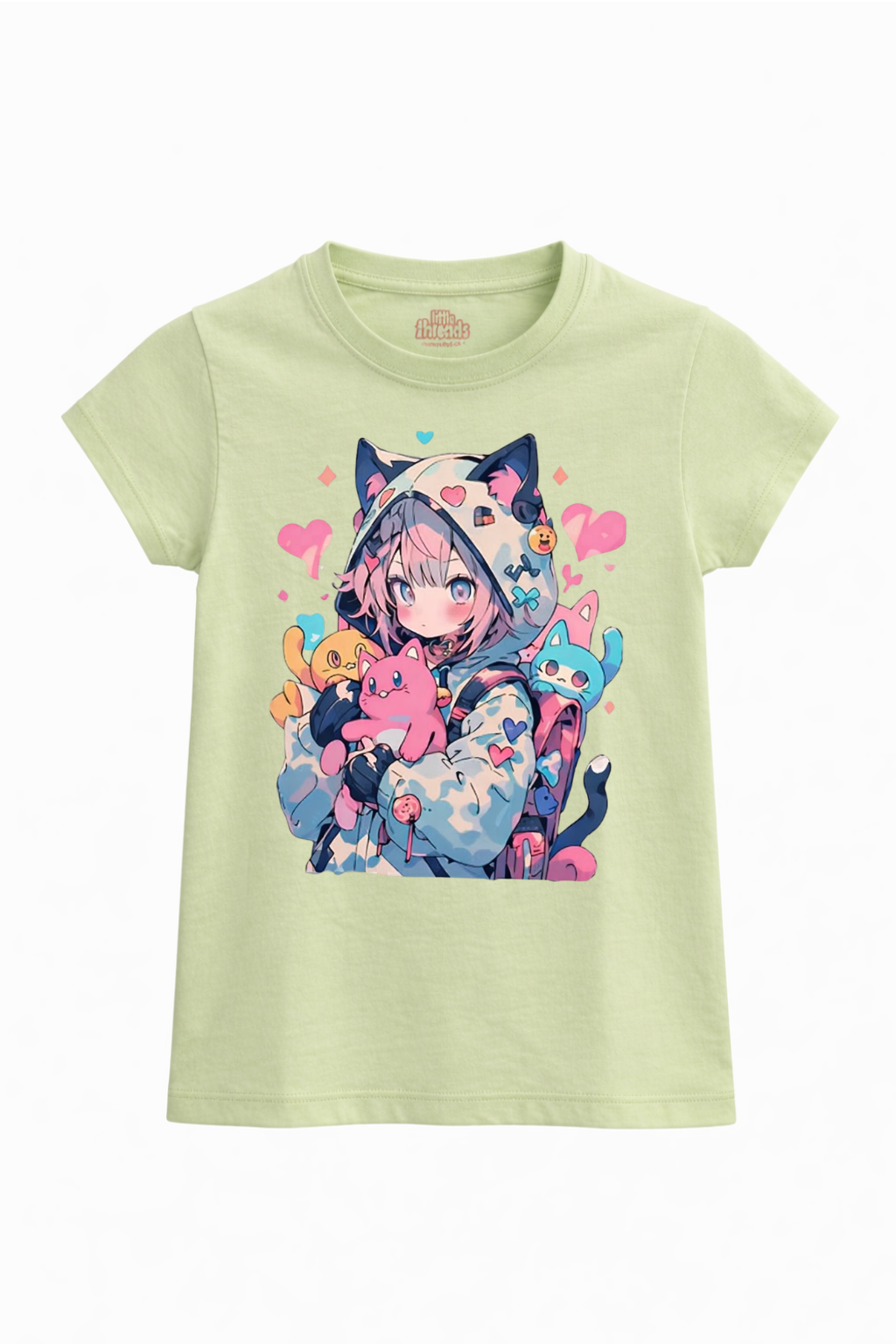 Cute Anime Cat Girl Kids T-Shirt