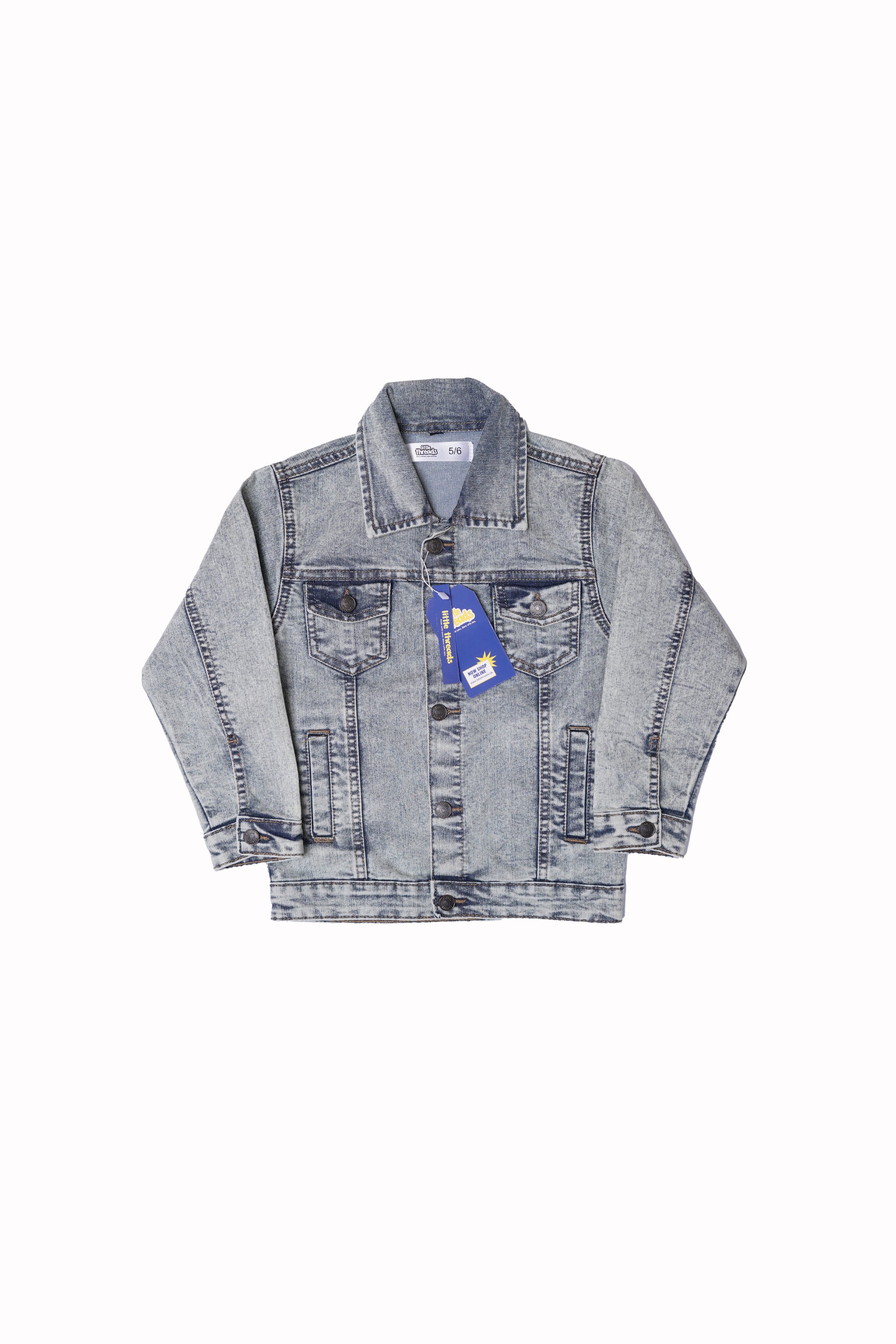 Boys' Washed Denim Jacket – Retro Acid Wash Finish - Little Threads