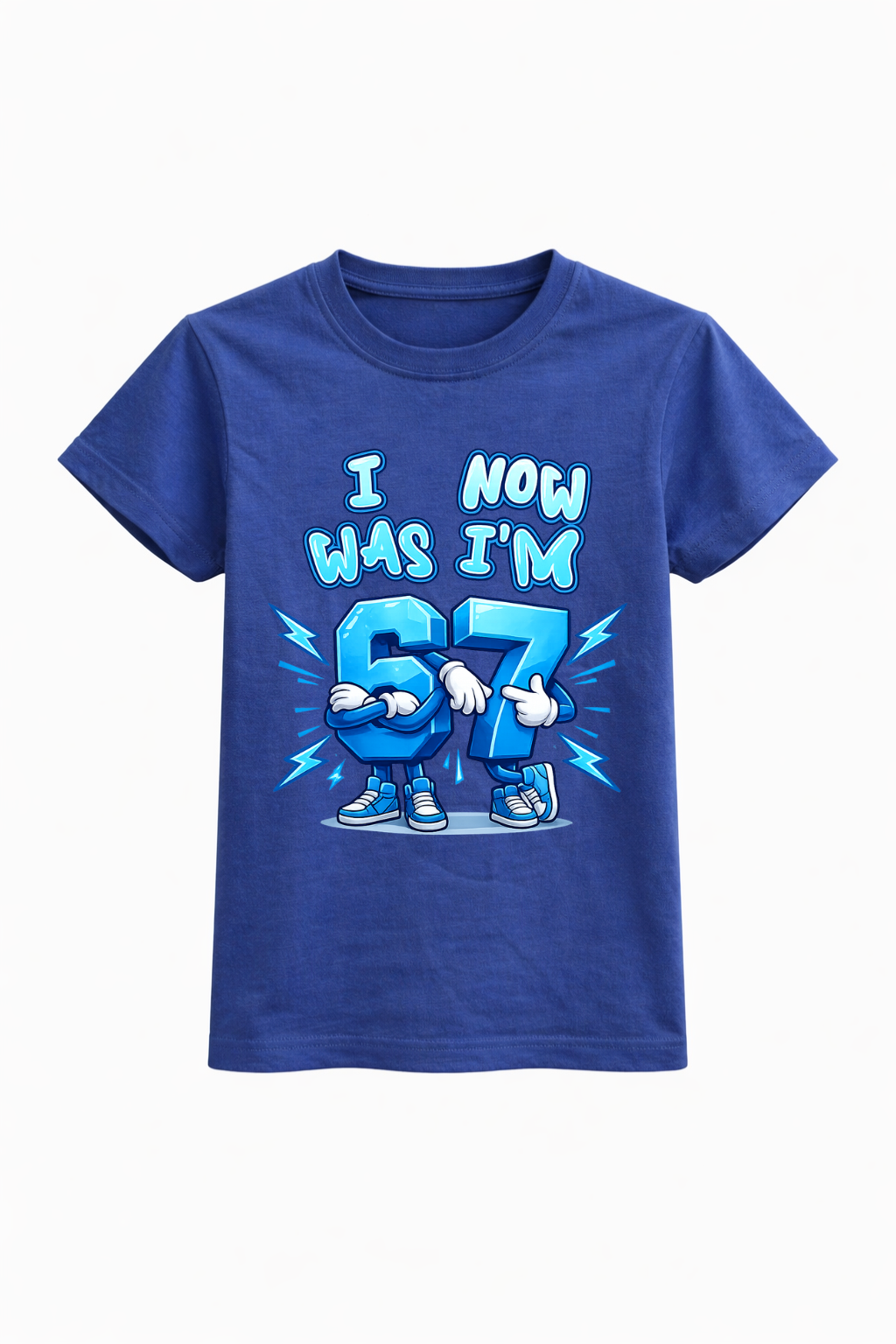 I Was 6 Now 7 Graphic Blue Tee