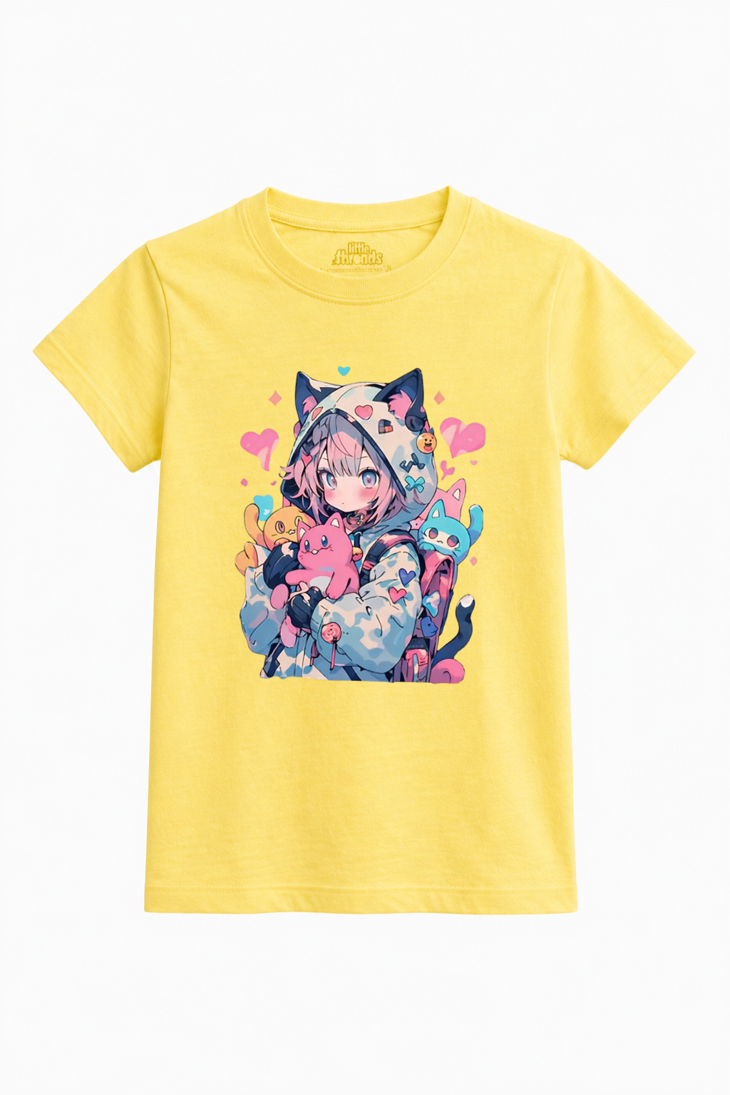 Cute Anime Cat Girl Kids T-Shirt