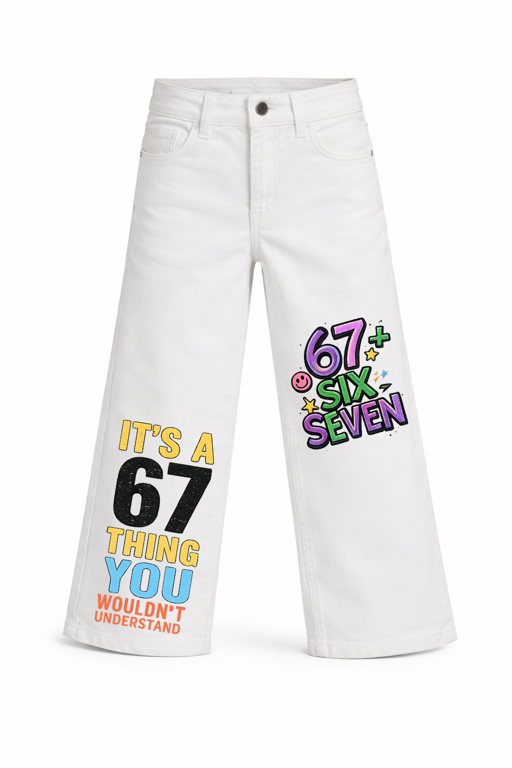 67 Vibes Wide Leg Printed Jeans for Kids