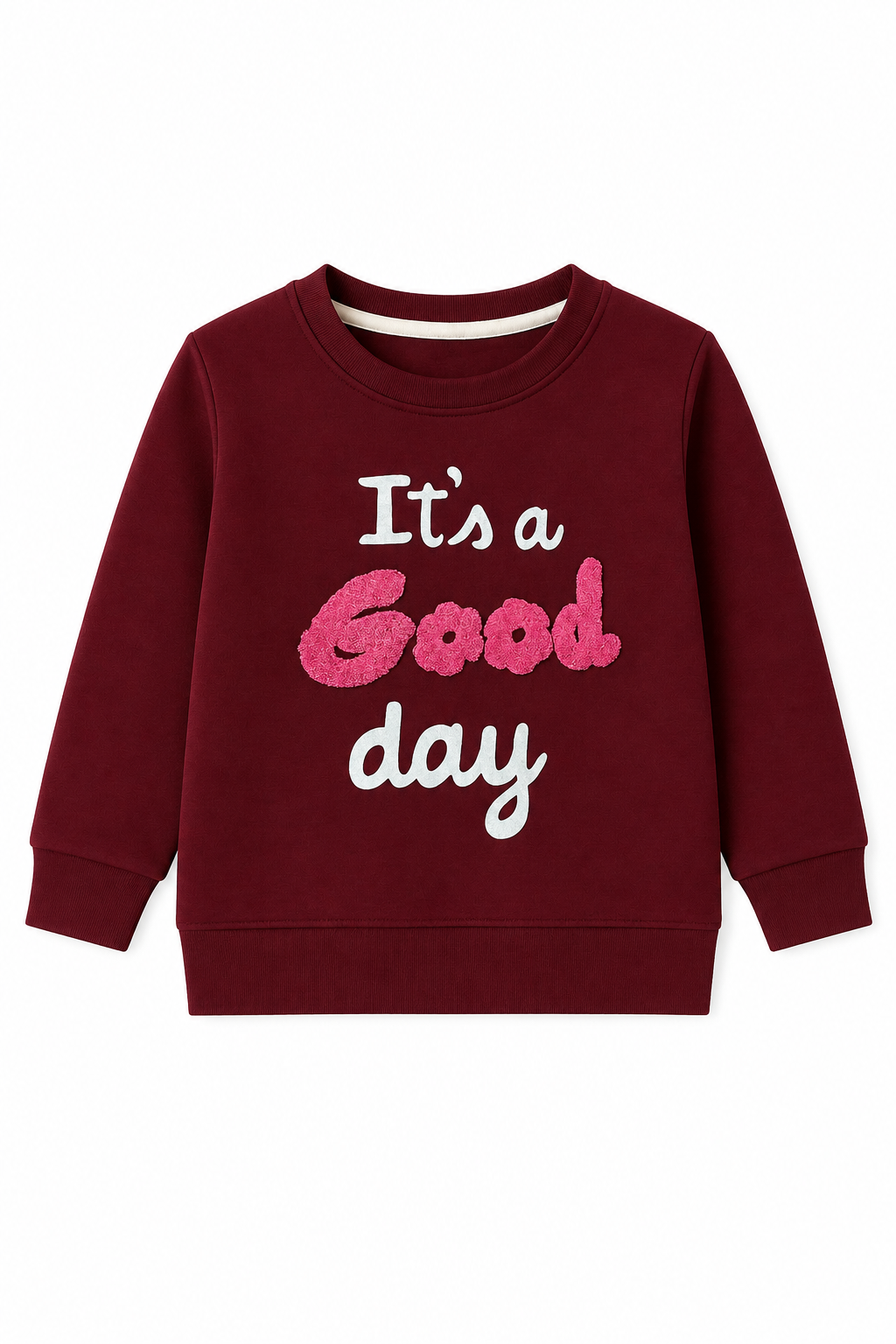 Premium Quality "GOOD DAY" Towel Embroidery Fleece Sweatshirt