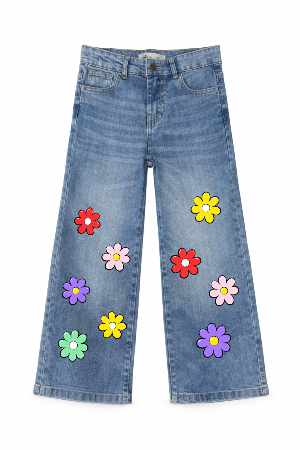 Rainbow Daisy Wide Leg Jeans