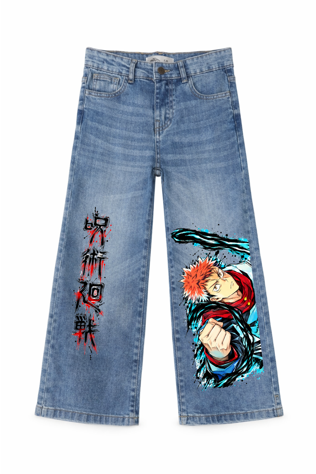 Yuji Itadori Black Flash Graphic Jeans