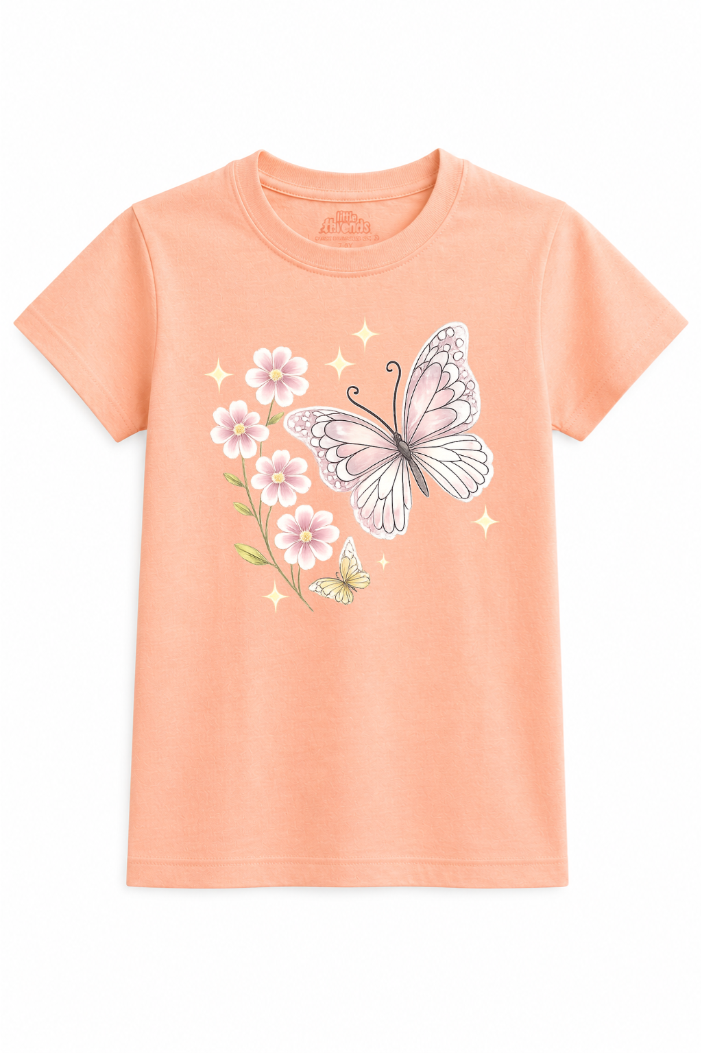 Pink Butterfly Garden Kids T-Shirt