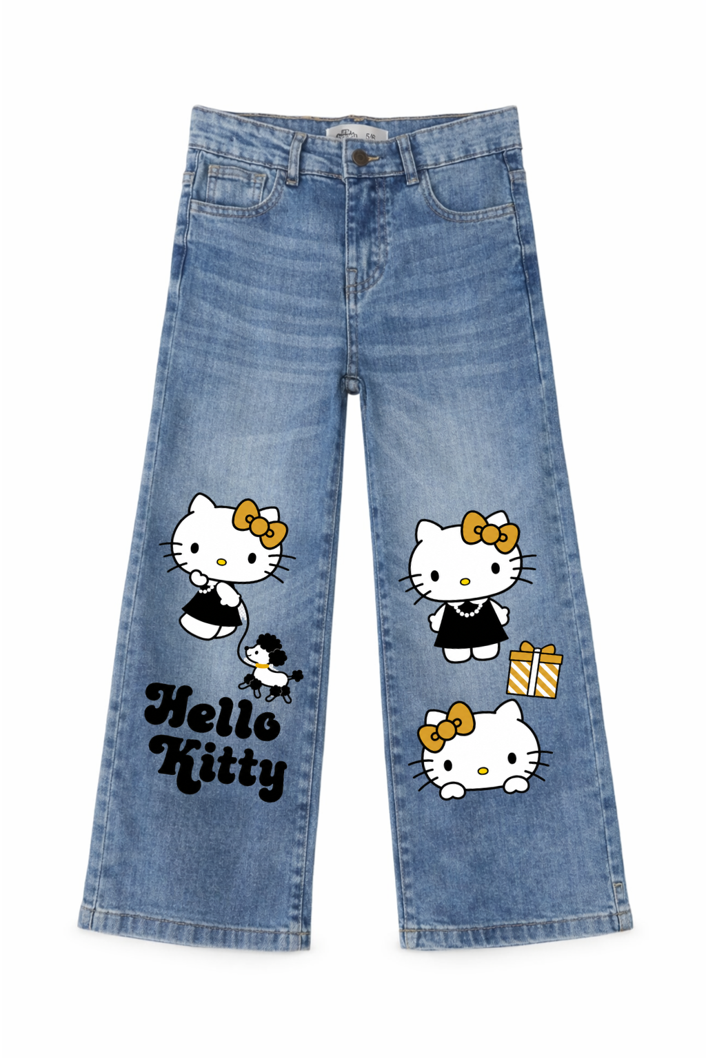 Hello Kitty Golden Bow Wide Leg Jeans