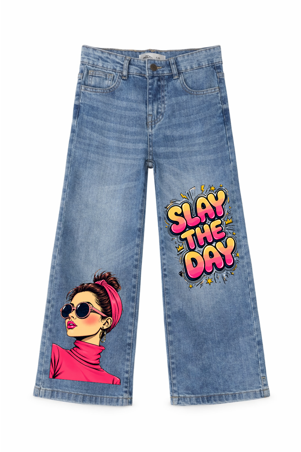 Slay Queen Graphic Wide Leg Jeans