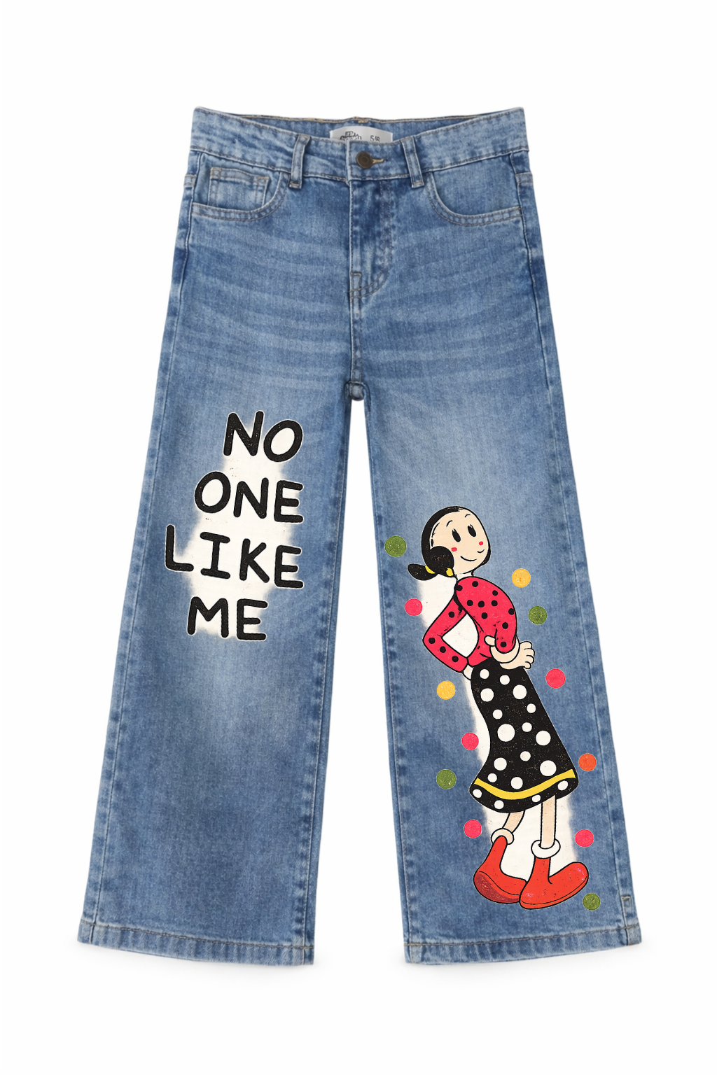 No One Like Me Wide Leg Printed Jeans