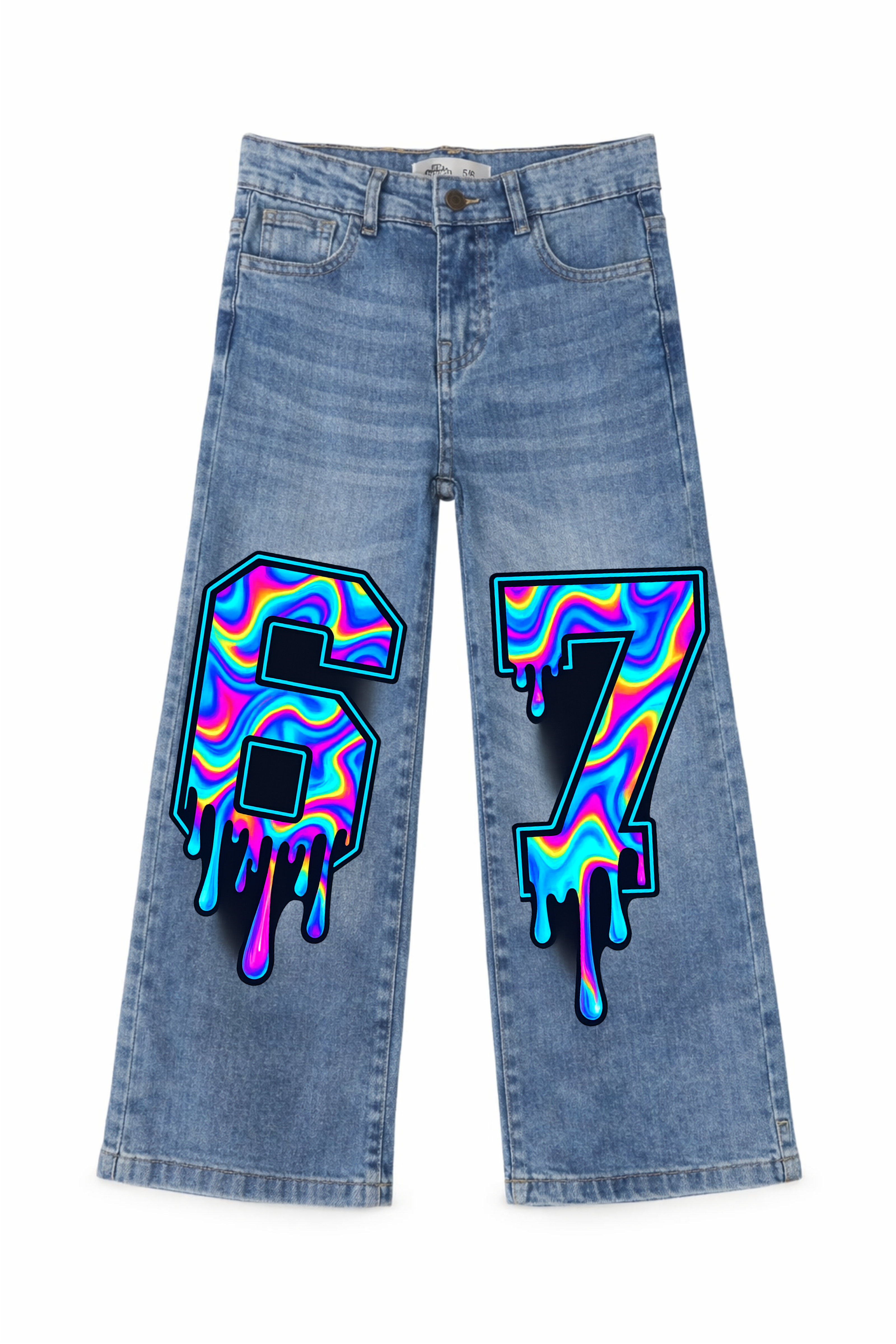 Six Seven Graphic Paint Denim Jeans