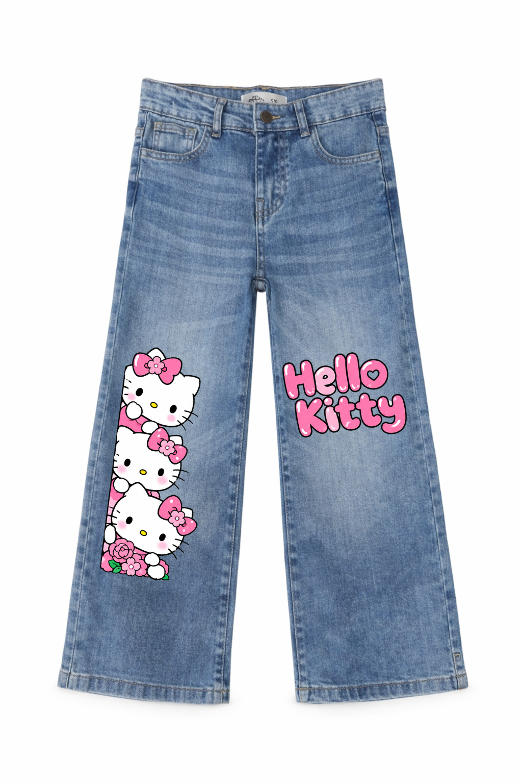 Hello Kitty Floral Peek Wide Leg Jeans