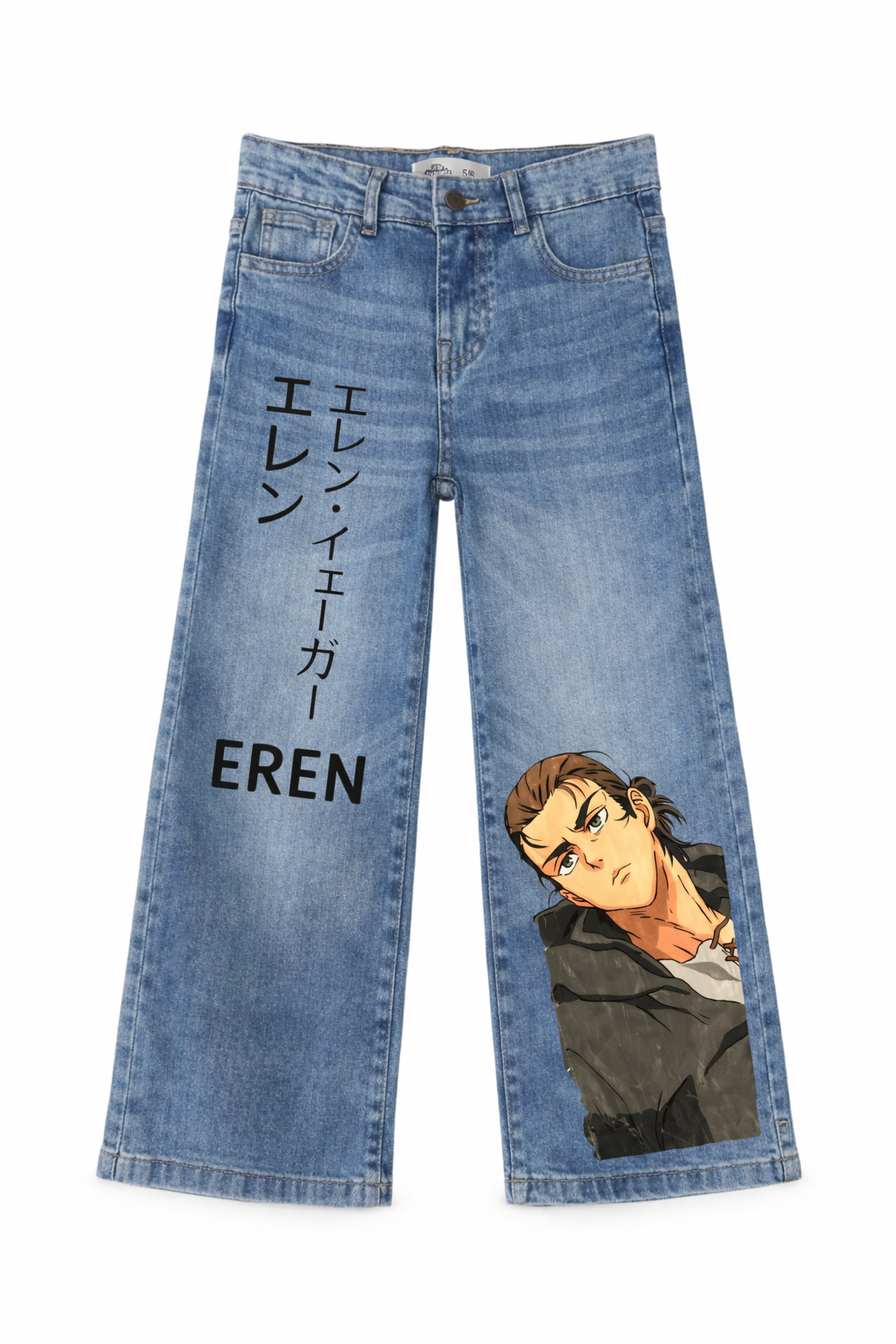 Anime Portrait Text Denim Jeans