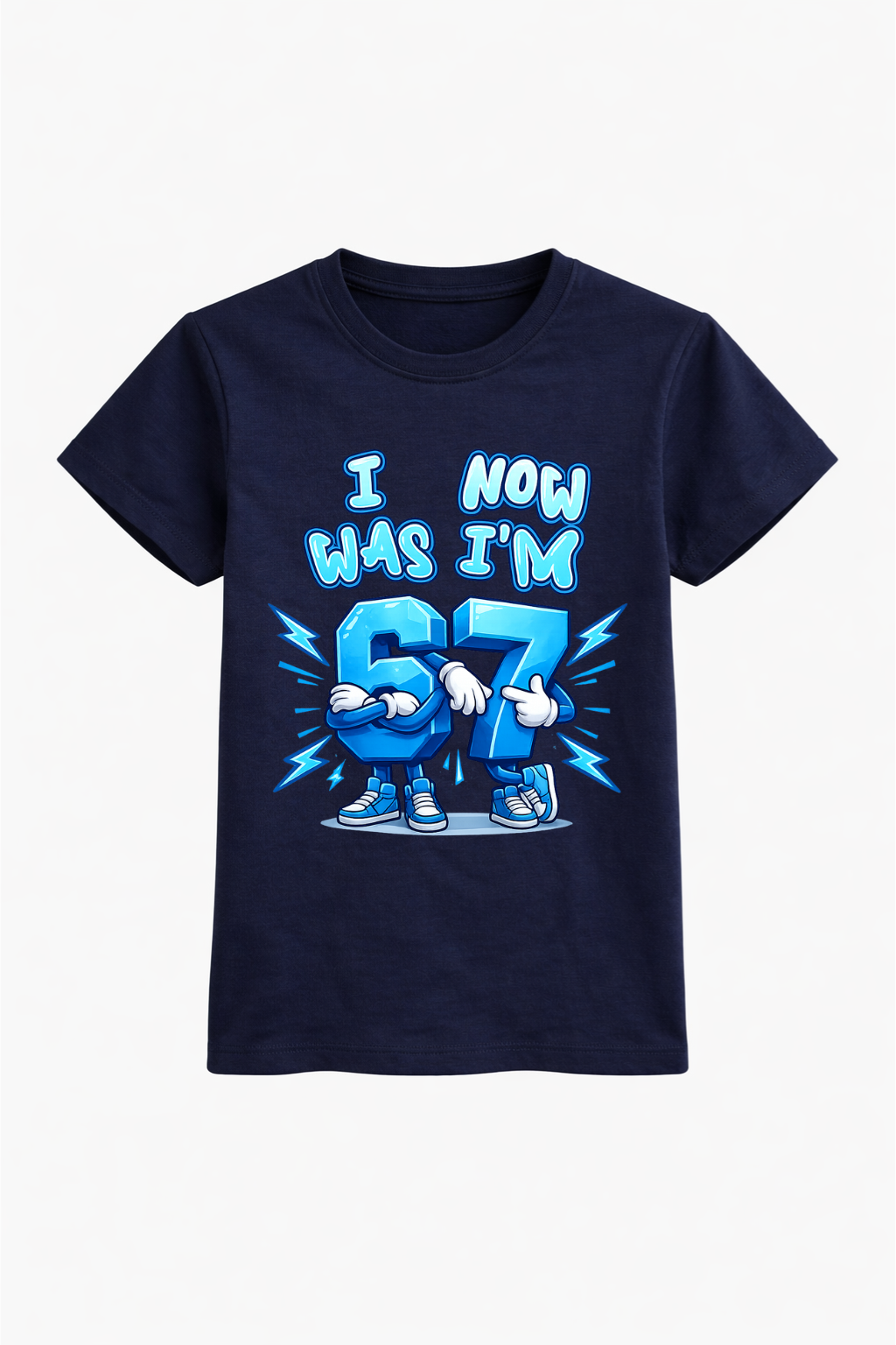 I Was 6 Now 7 Graphic Blue Tee