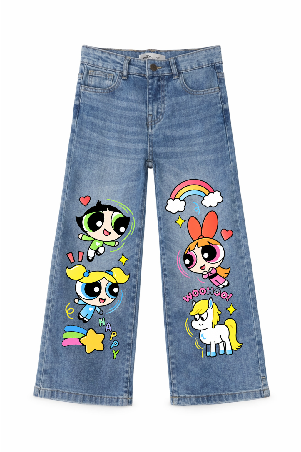 Powerpuff Rainbow Adventure Wide Leg Jeans
