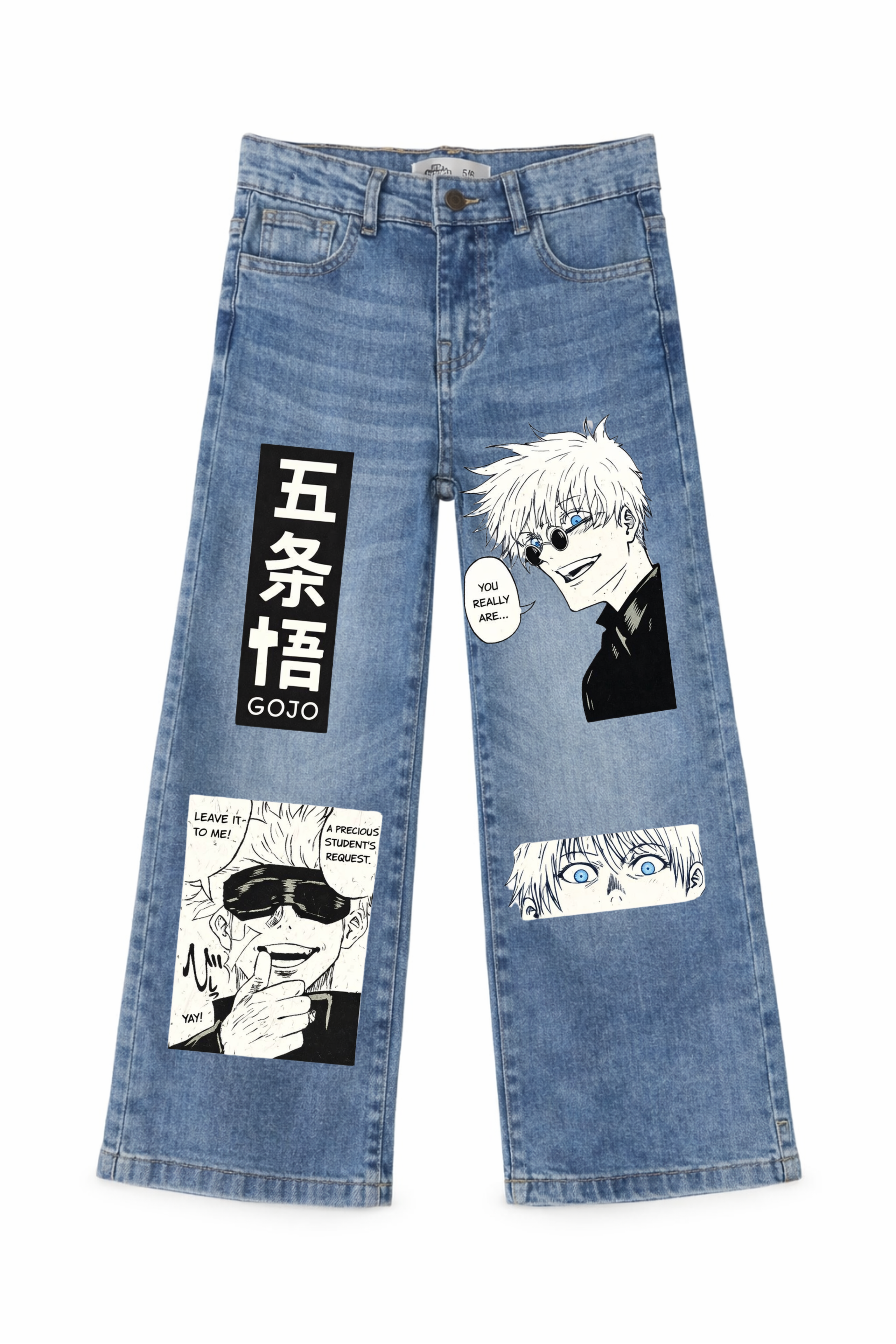 Anime Graphic Panel Denim Wide Leg