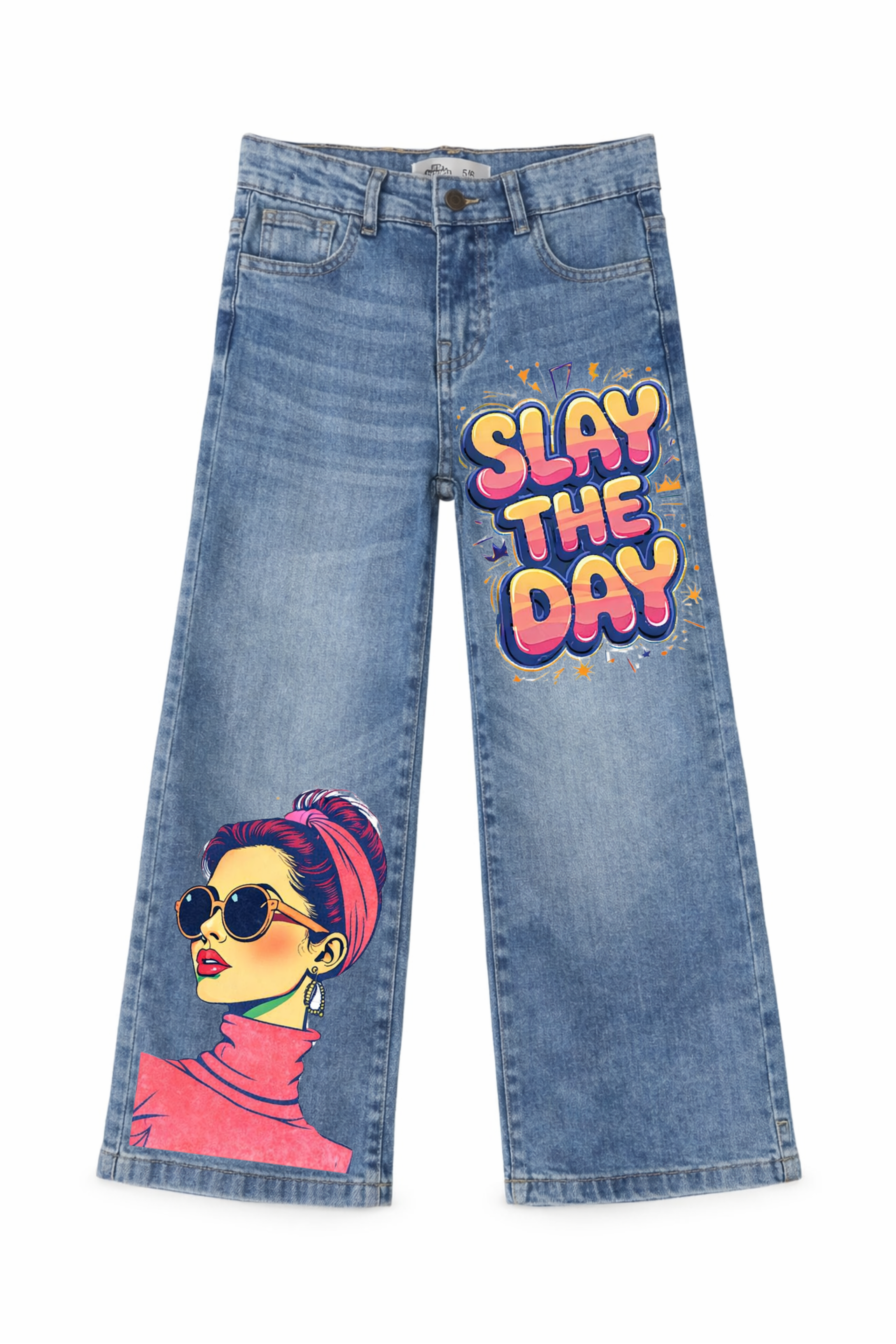 Slay The Day Graphic Denim Jeans