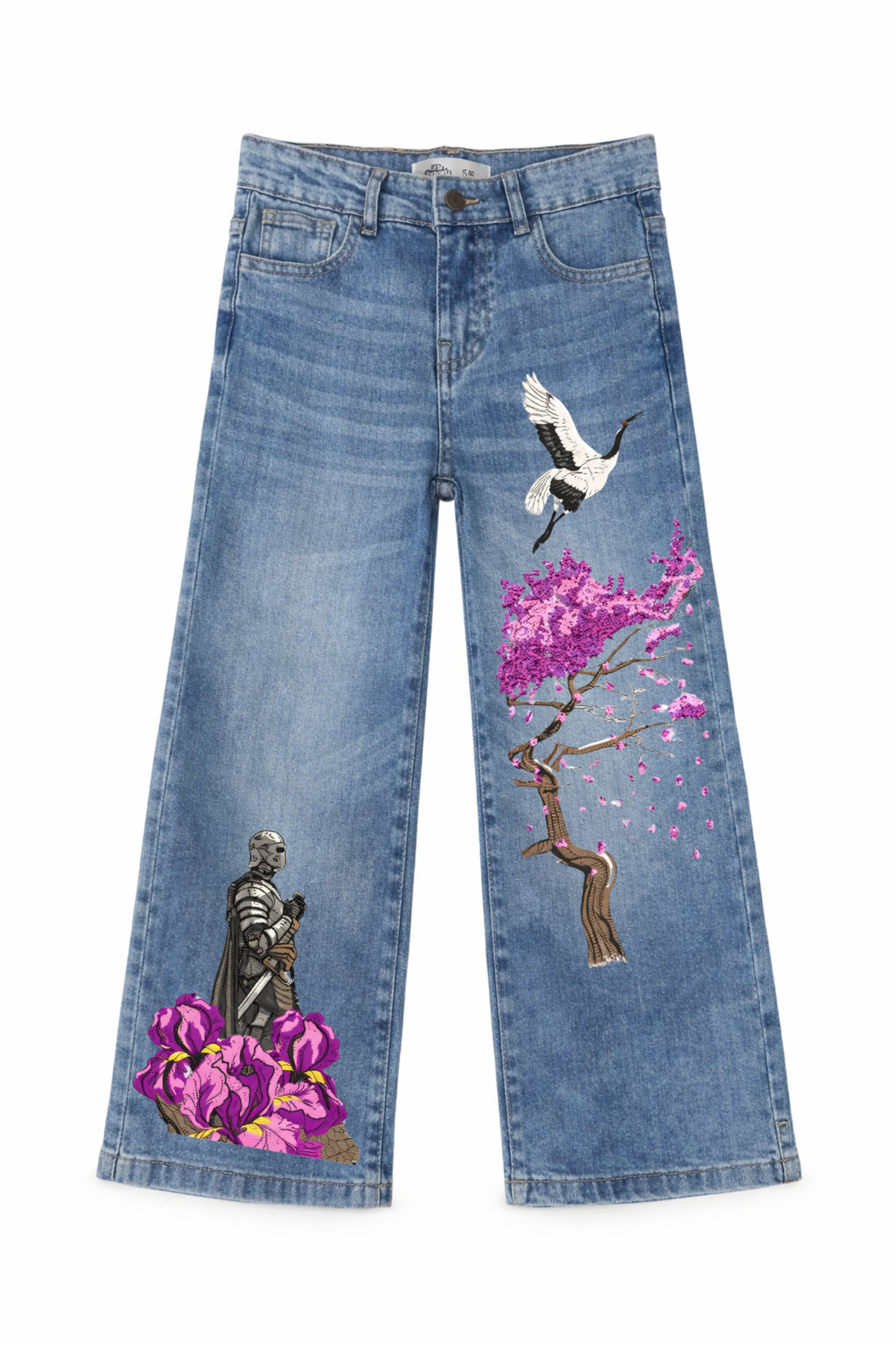 Sakura Warrior Graphic Denim Jeans